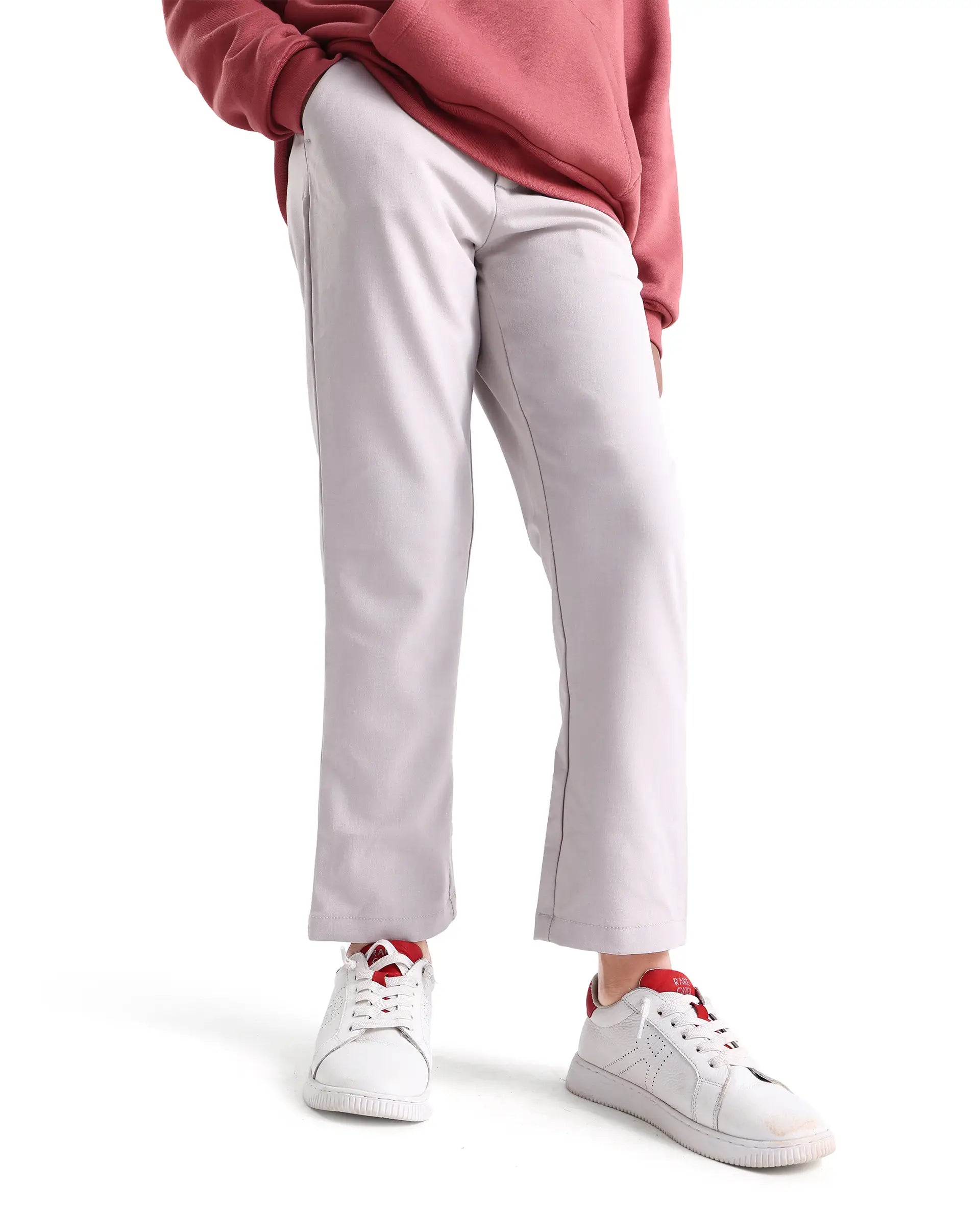Rare Ones Kids Trove Light Beige Polyester Blend Regular Fit Solid Trouser