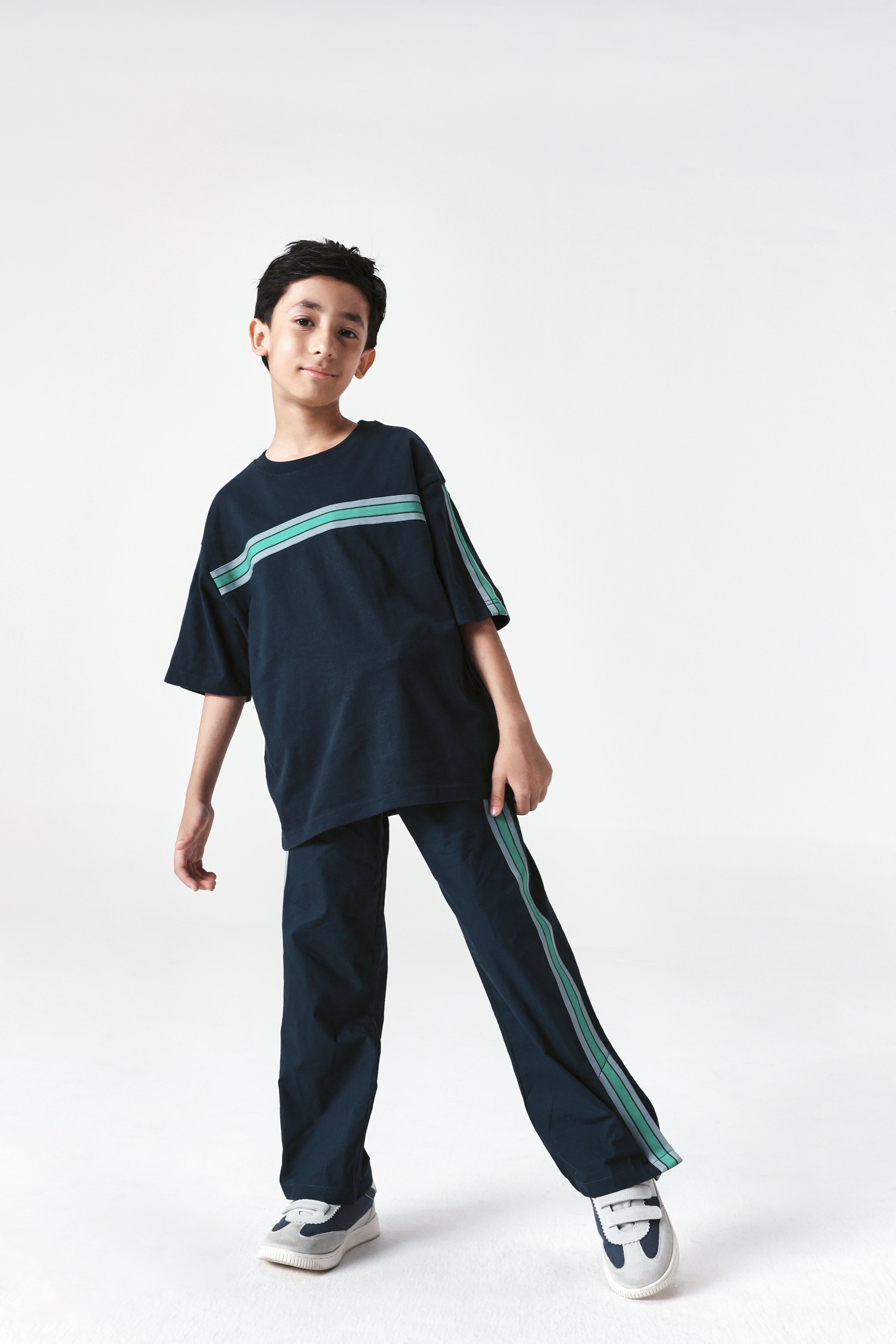 Rare Ones Kids Taper-T Navy Cotton Blend Short Sleeve Crew Neck Print T-Shirt