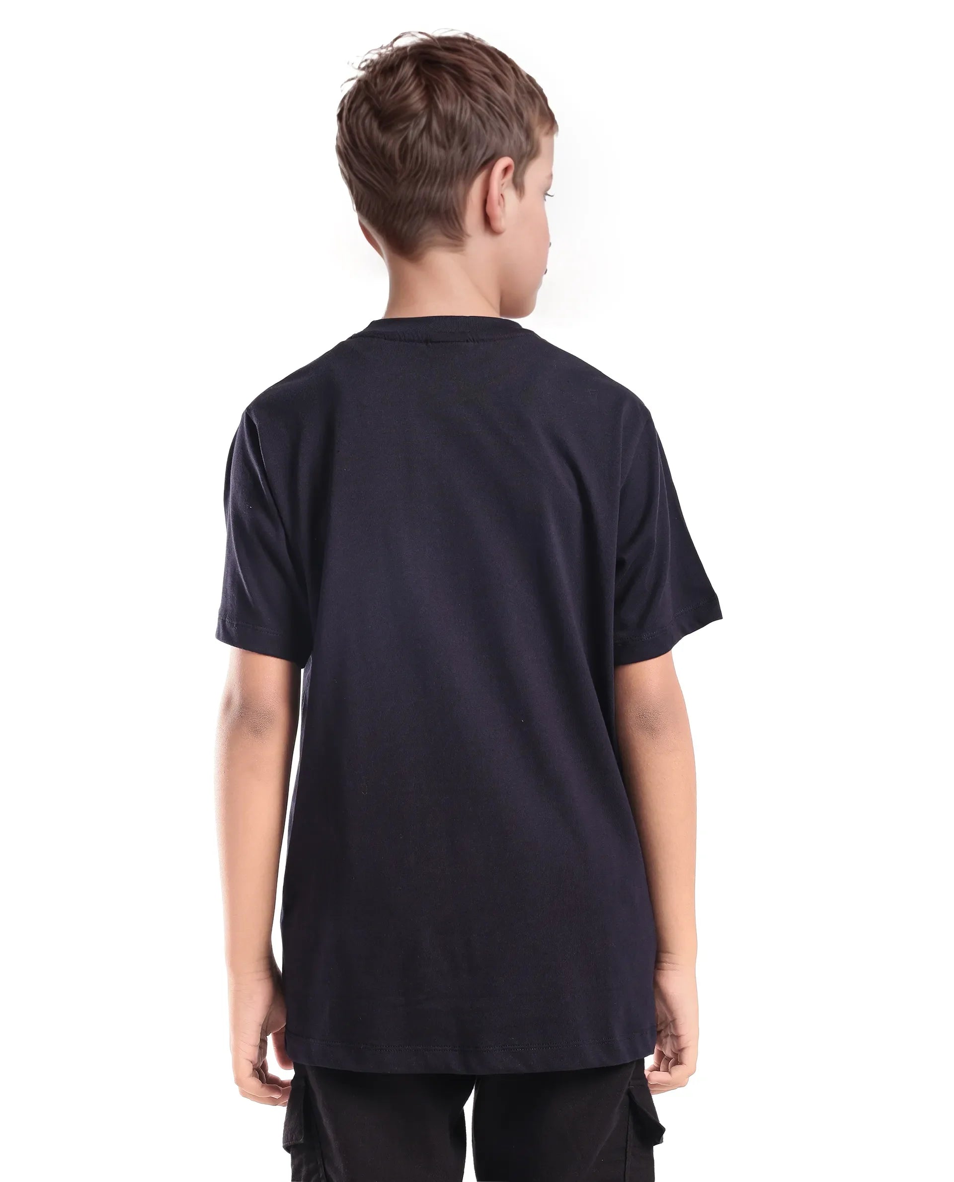Rare Ones Kids Riggs Dark Navy Cotton Pigment Print Regular Fit T-Shirt