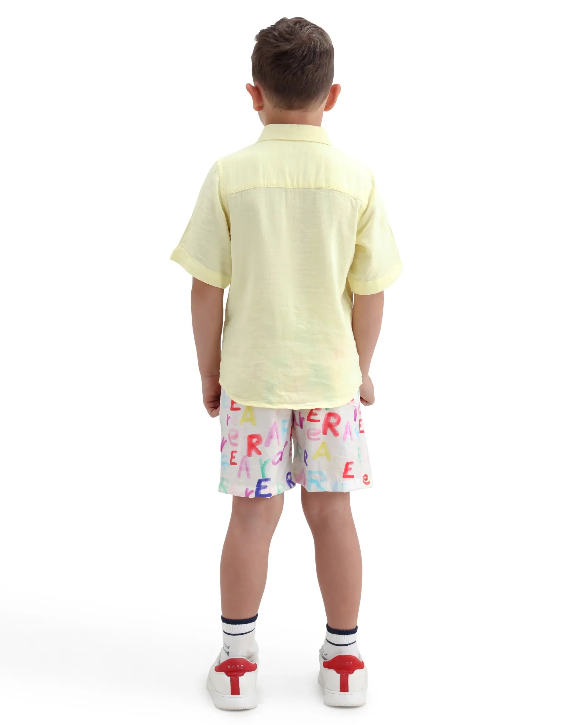 Rare Ones Kids Cron-B Off White Viscose Blend Button Closure Regular Fit Shorts