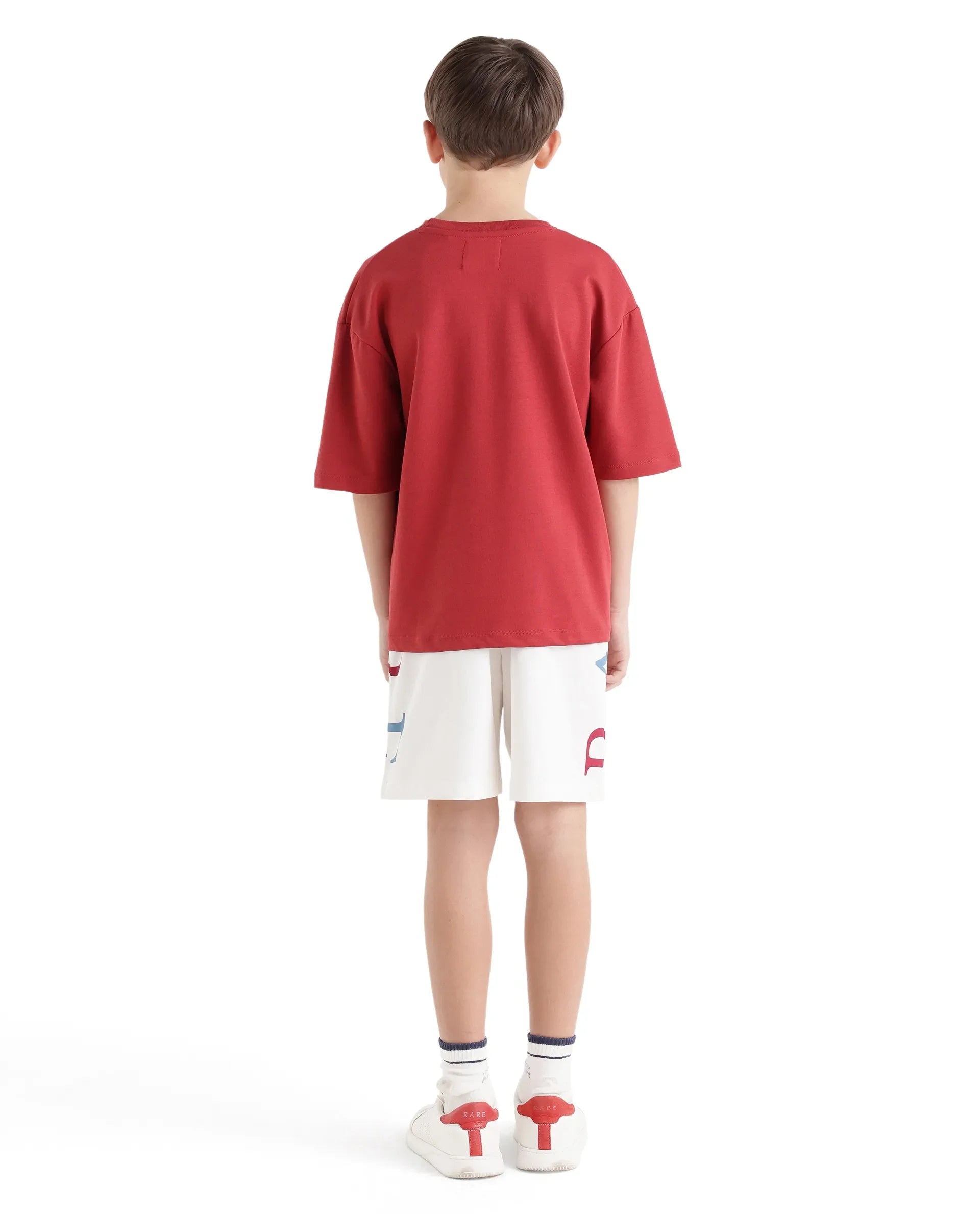 Rare Ones Kids Rixo-B White Cotton Fabric Drawstring Closure Pigment Print Regular Fit Shorts