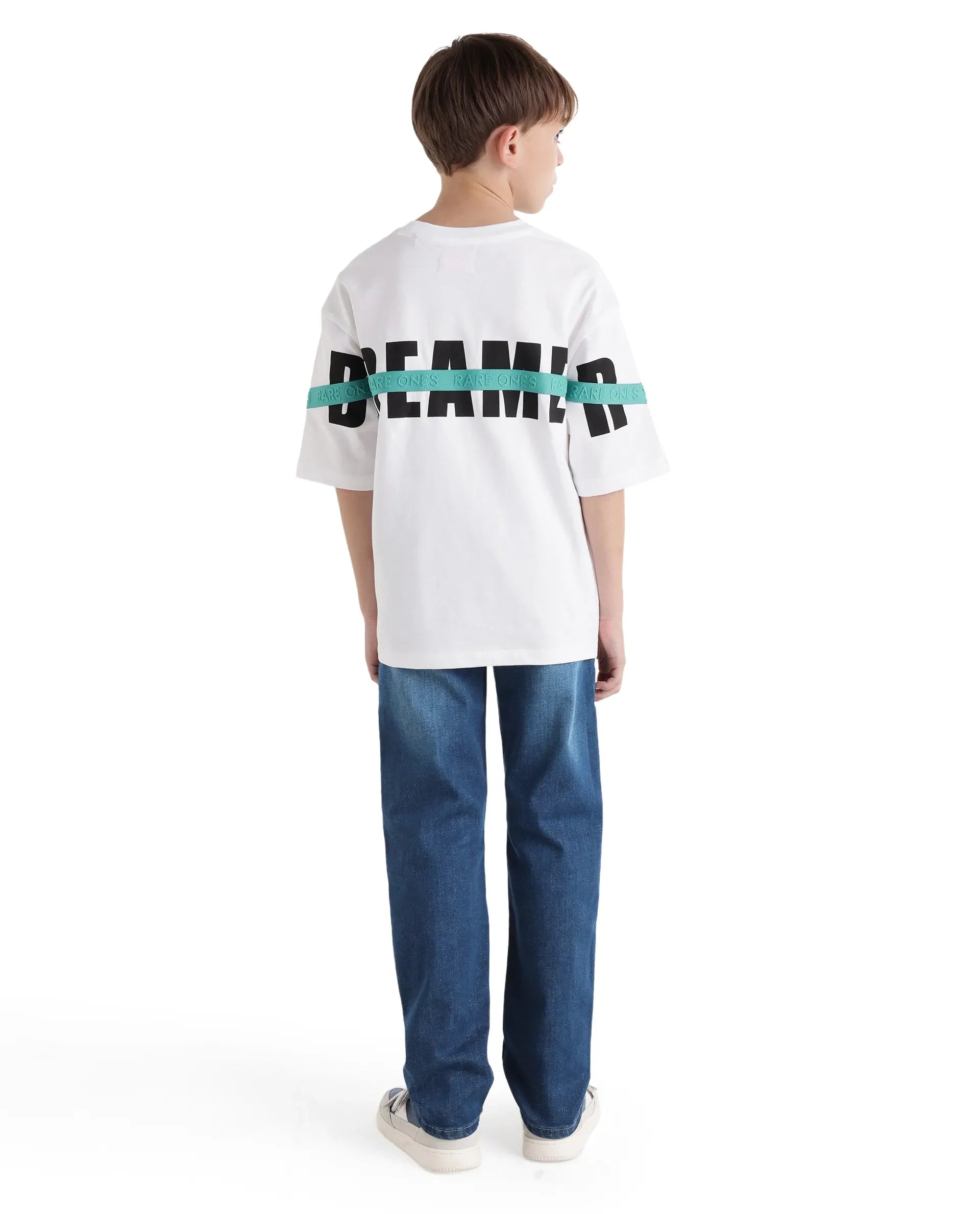 Rare Ones Kids Peto Dark Blue Cotton Blend Fabric Pull-On Closure Regular Fit Jeans