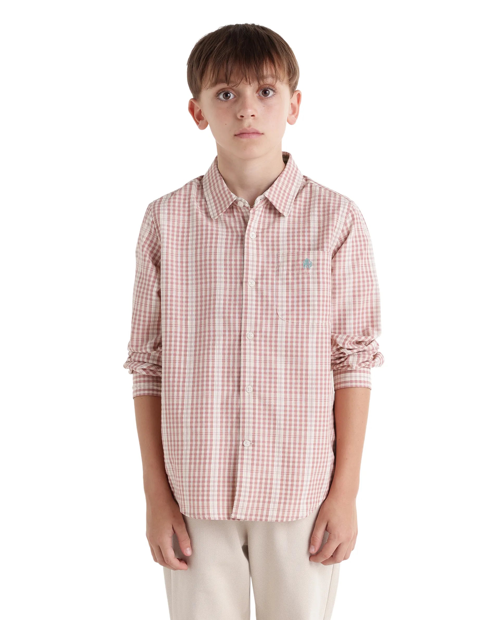 Rare Ones Kids Luton Dark Red Polyester Blend Fabric Button Closure Regular Fit Shirt