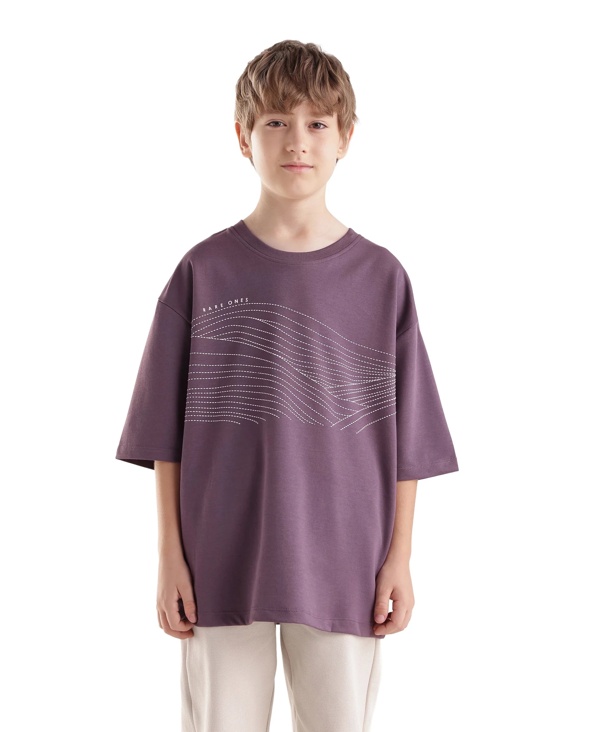 Rare Ones Kids Vint26-K Dusky Pink Cotton Blend Fabric Pull-On Closure Oversized Fit T-Shirt