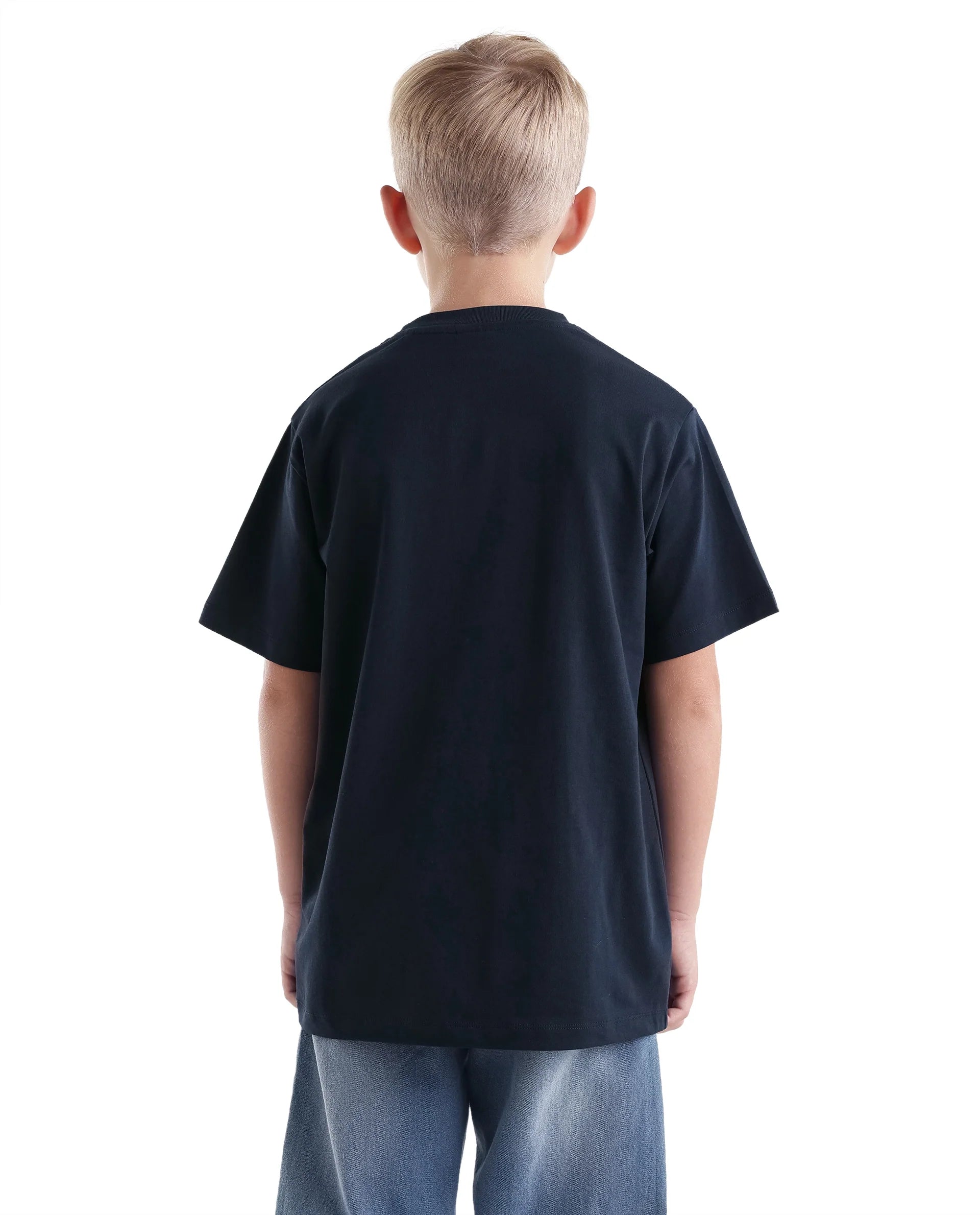 Rare Ones Kids Citz-26 Dark Navy Cotton Blend Fabric Pull-On Closure Regular Fit T-Shirt