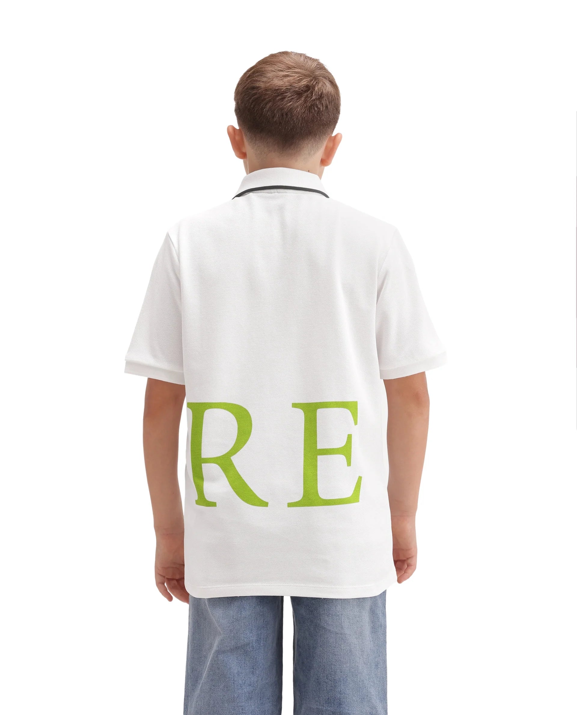 Rare Ones Kids Romeo Off White Cotton Fabric Button Closure Regular Fit Polo