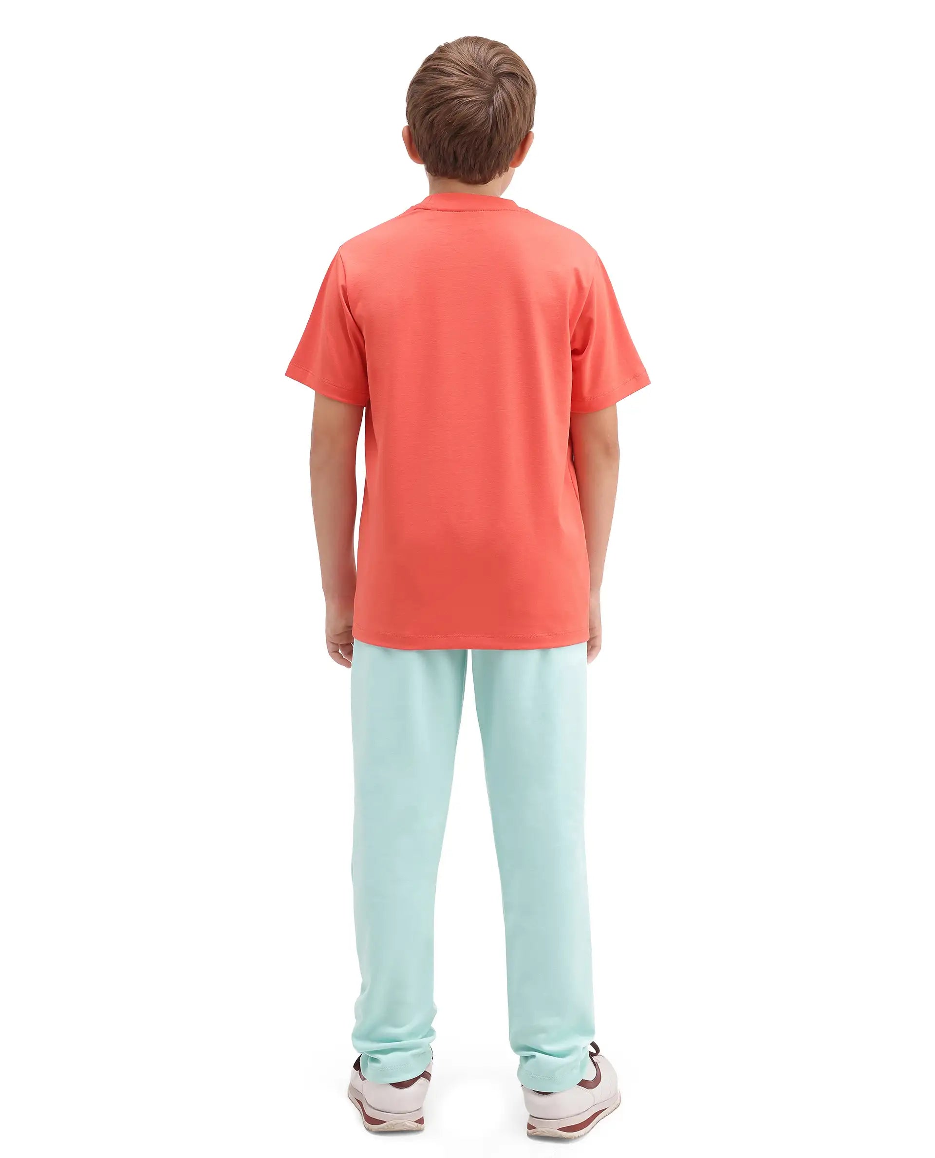 Rare Ones Kids Ronda Turq Cotton Blend Fabric Drawstring Closure Carrot Plain Track Pant
