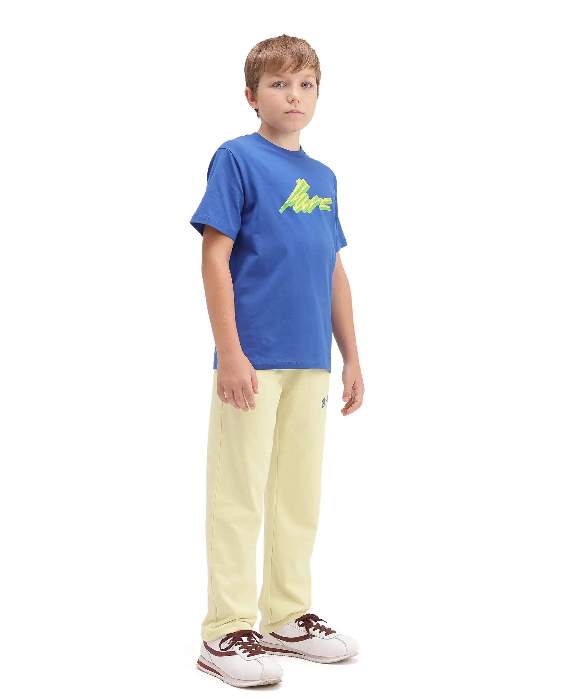 Rare Ones Kids Edgar Light Yellow Cotton Fabric Drawstring Closure Regular Plain Track Pant