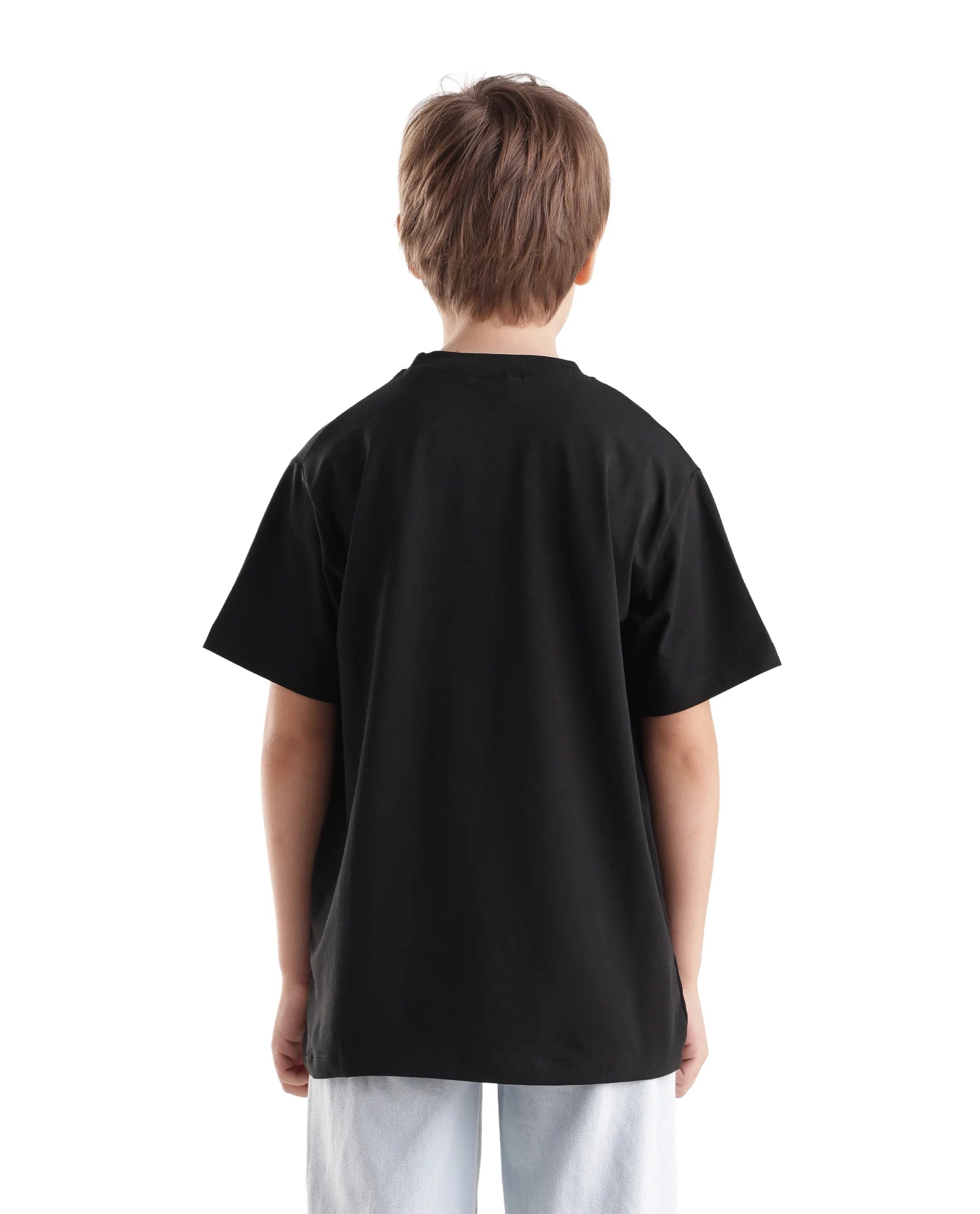 Rare Ones Kids Bunt Black Cotton Blend Fabric Pull-On Closure Regular Fit Graphic Print T-Shirt