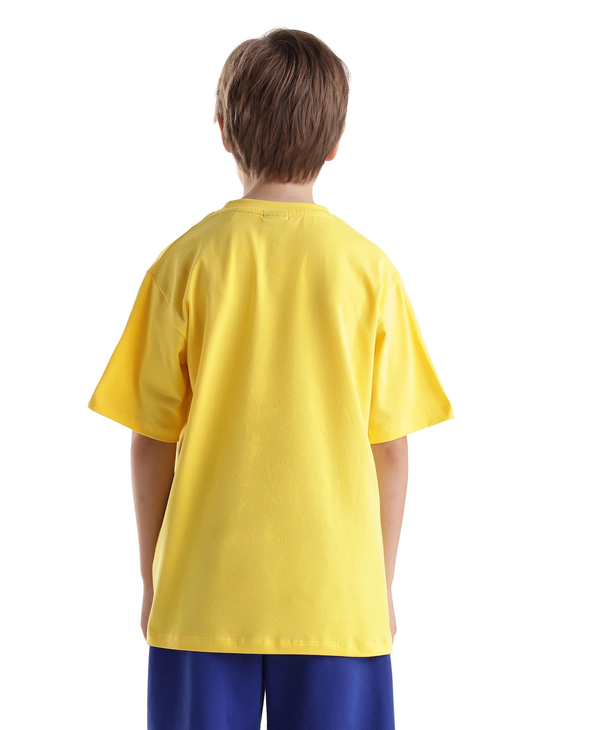 Rare Ones Kids Key Yellow Cotton Blend Fabric Pull-On Closure Regular Fit Graphic Print T-Shirt