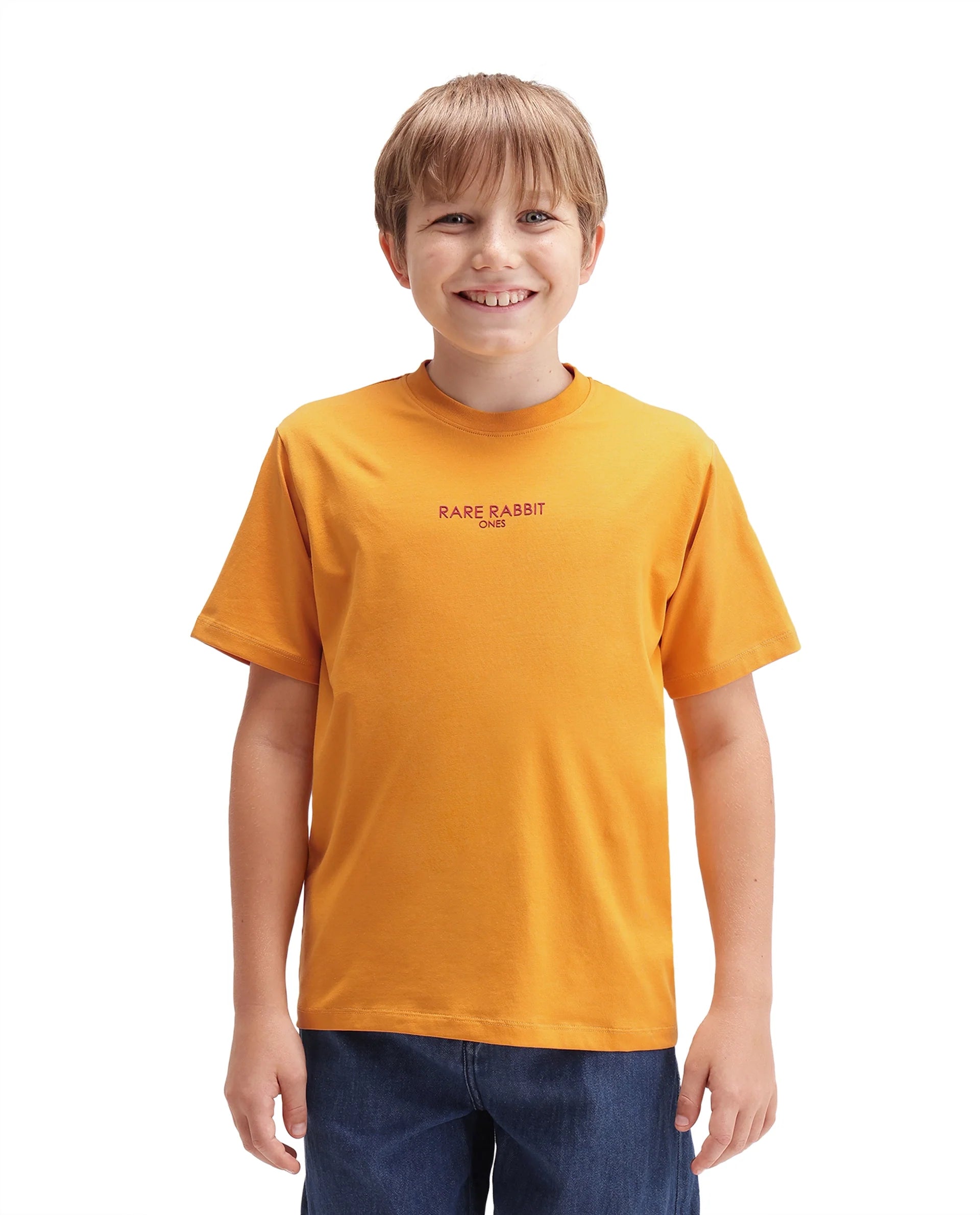 Rare Ones Kids Fego Dark Yellow Cotton Blend Fabric Pull-On Closure Regular Fit Graphic Print T-Shirt