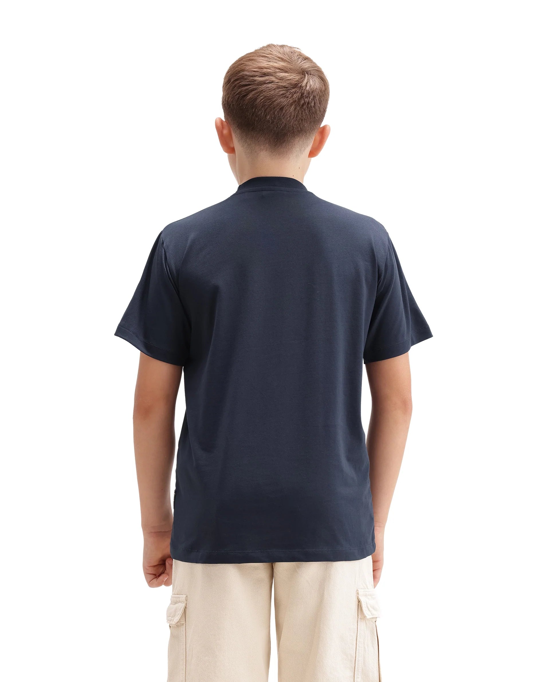 Rare Ones Kids Icye Navy Cotton Blend Fabric Pull-On Closure Regular Fit Graphic Print T-Shirt