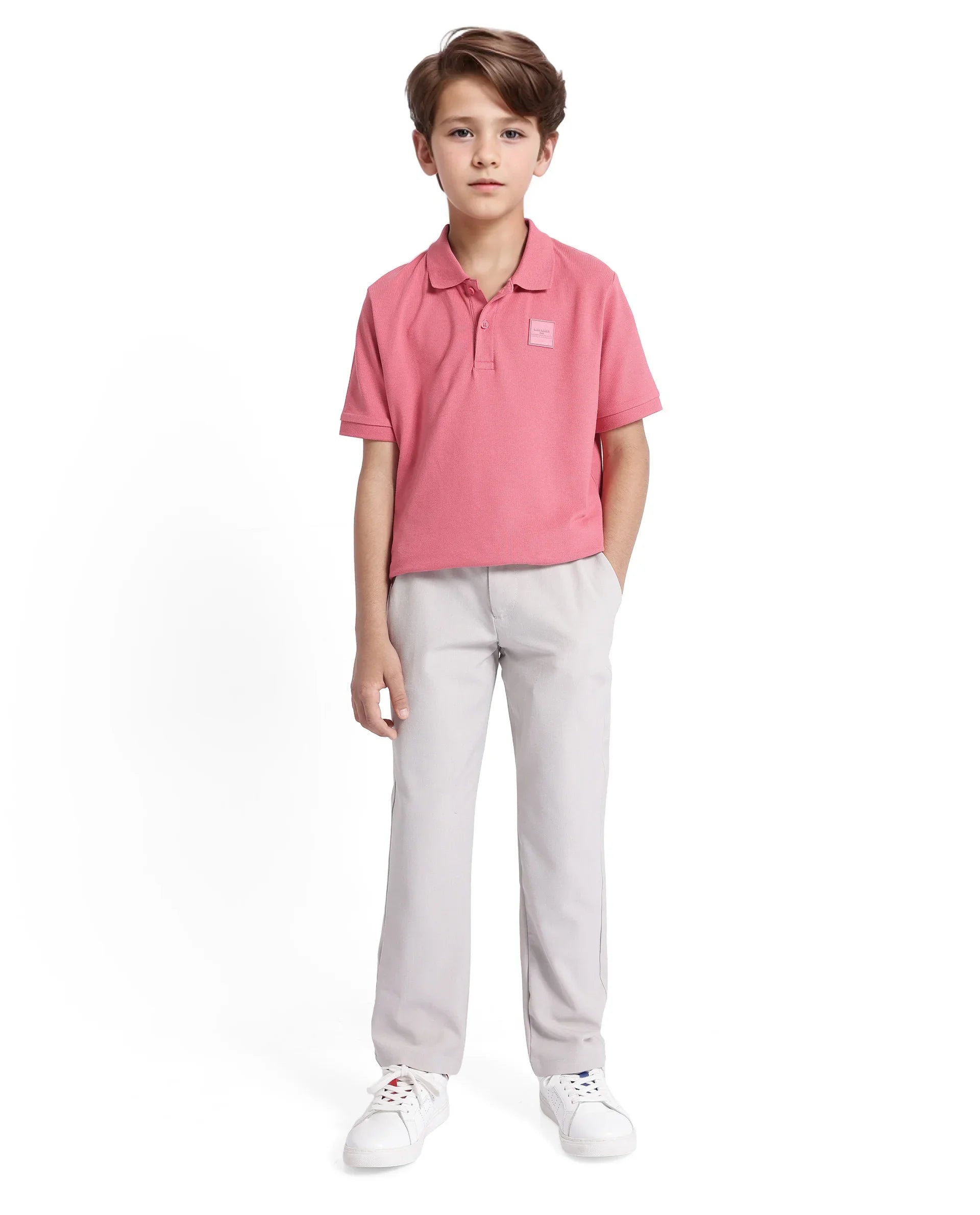 Rare Ones Kids Aran Pink Cotton Blend Short Sleeve Polo Neck Applique Polo