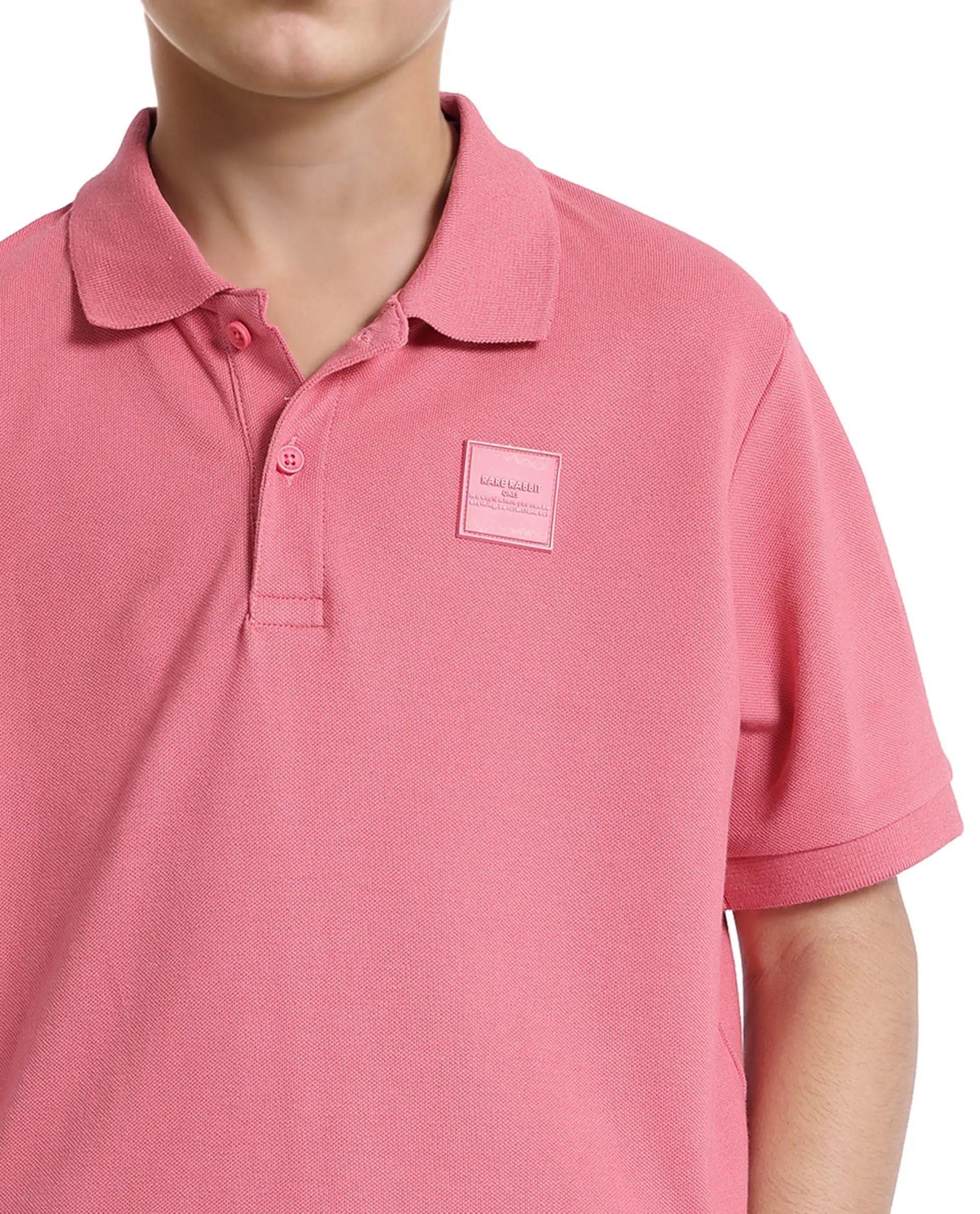 Rare Ones Kids Aran Pink Cotton Blend Short Sleeve Polo Neck Applique Polo
