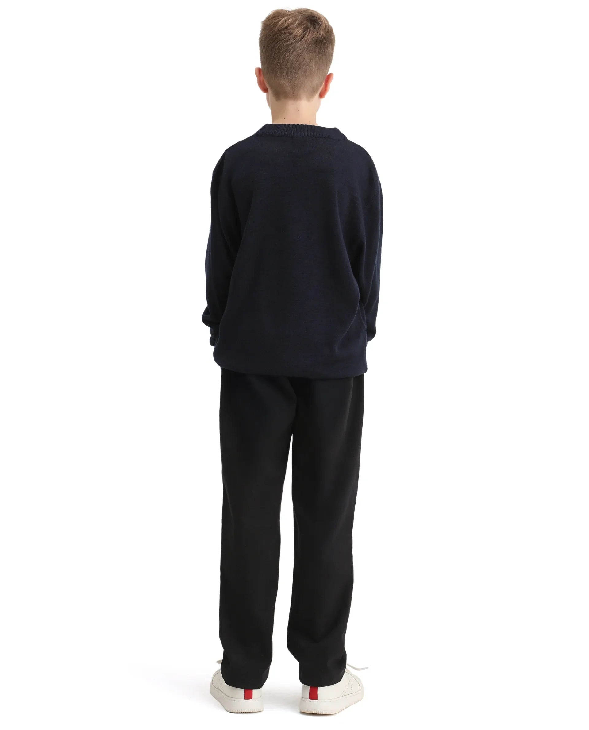 Rare Ones Kids Arne-K Black Cotton Blend Solid Button Closure Regular Fit Trouser