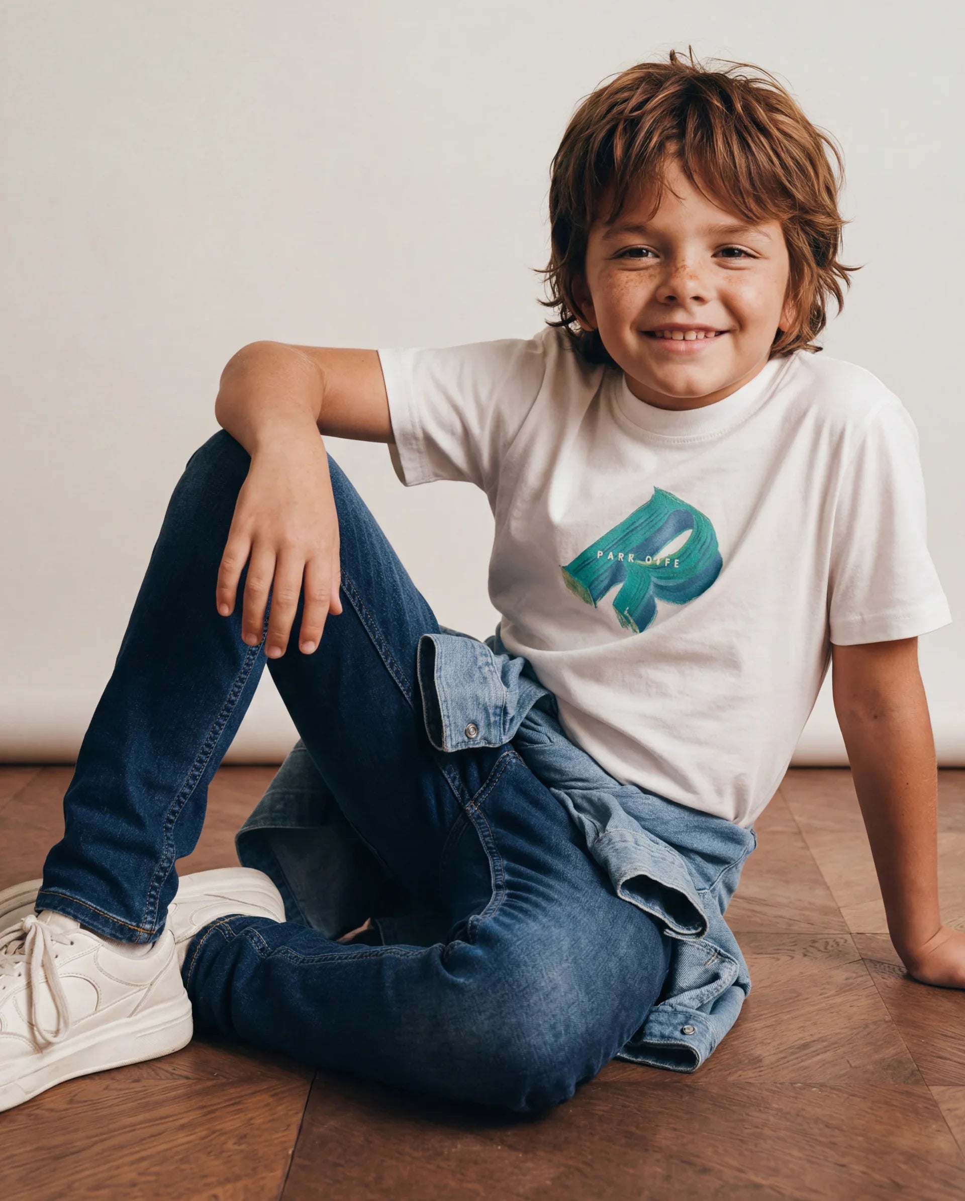 Rare Ones Kids Betz-2 Light Blue Cotton Blend Fabric Button And Zip Closure Slim Fit Plain Jeans