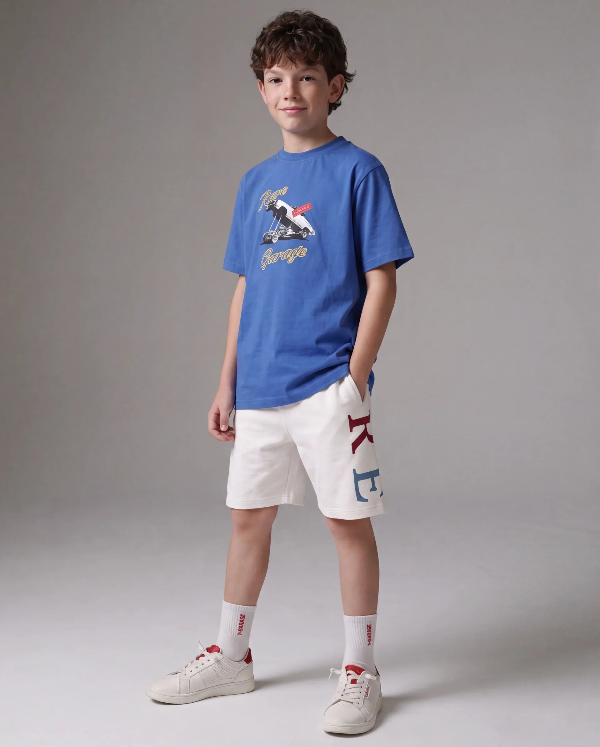 Rare Ones Kids Bowen Blue Cotton Fabric Pull-On Regular Fit Graphic Print T-Shirt