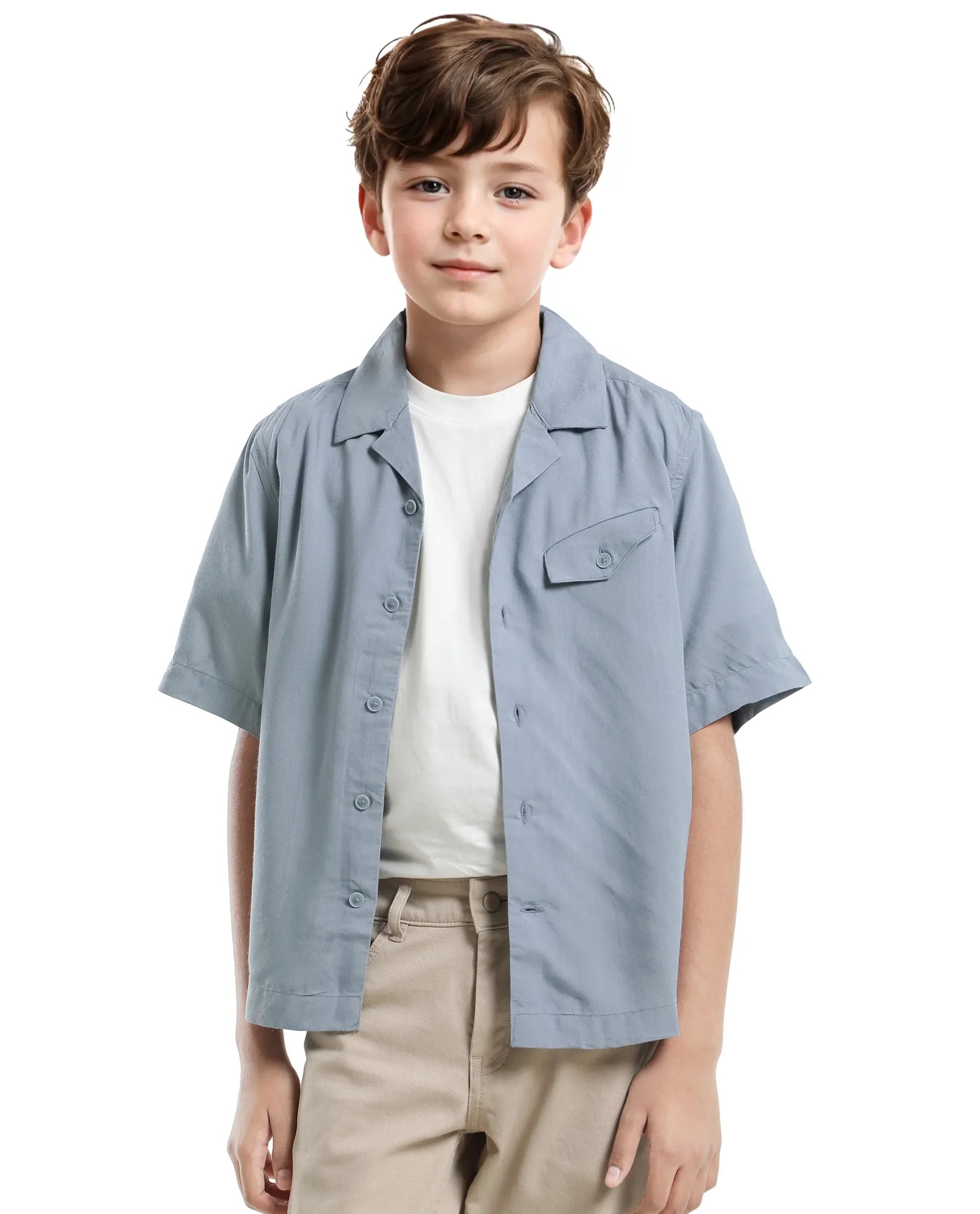 Rare Ones Kids Dubex Dusky Blue Modal Short Sleeve Solid Shirt