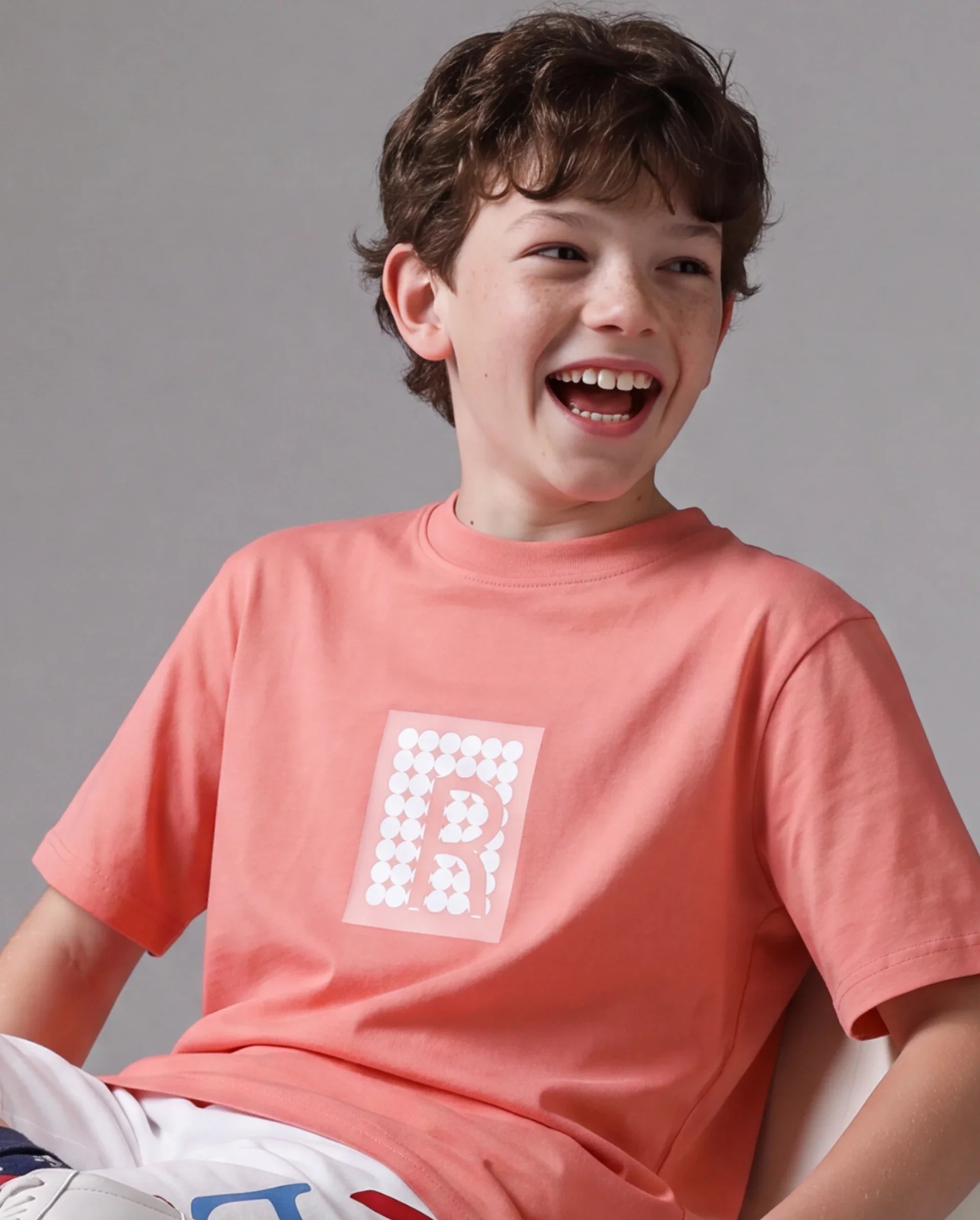 Rare Ones Kids Flan Dark Peach Cotton Blend Fabric Pull-On Closure Regular Fit T-Shirt