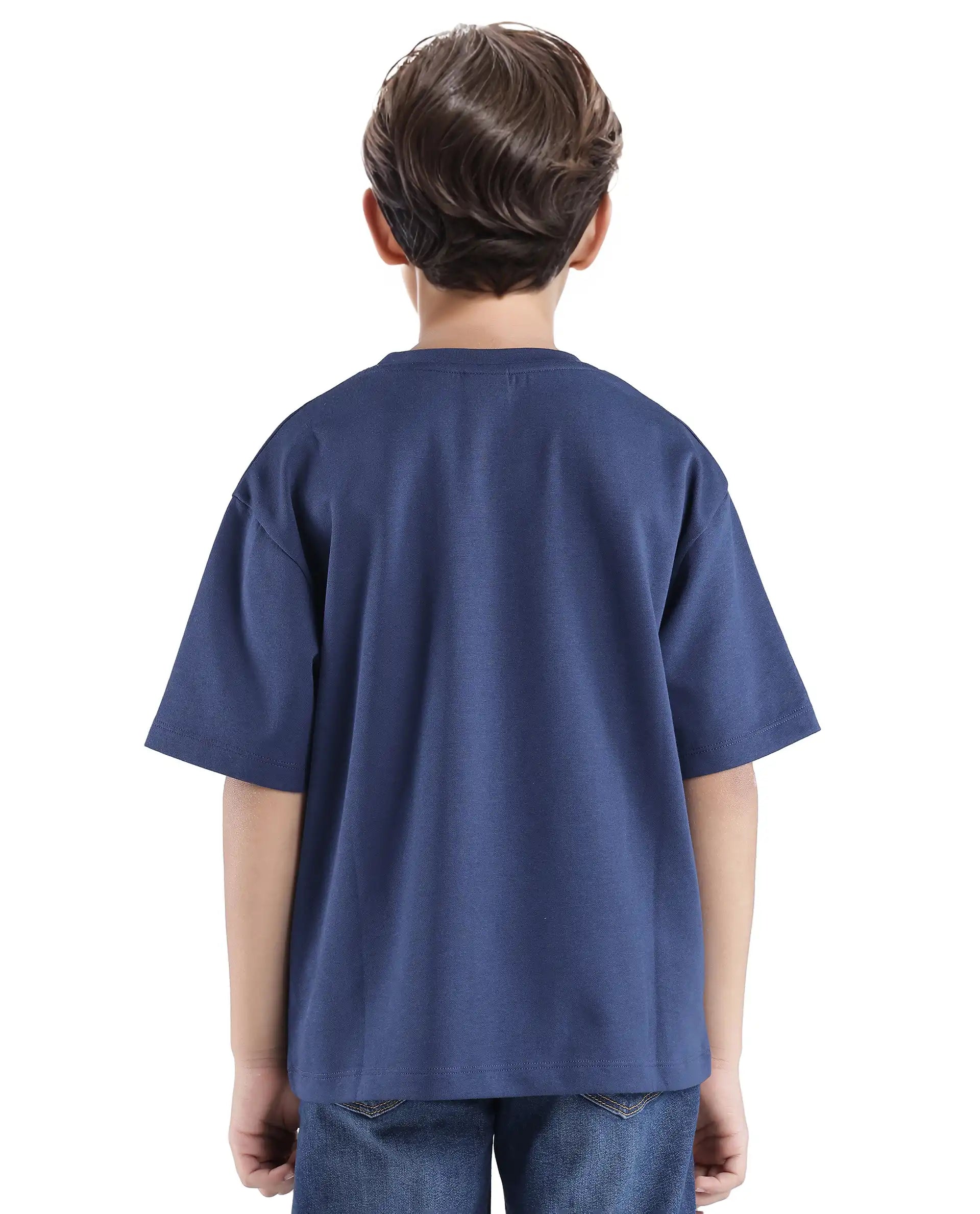 Rare Ones Kids Frodo Navy Cotton Poly Short Sleeve Crew Neck Towel Embroidered T-Shirt
