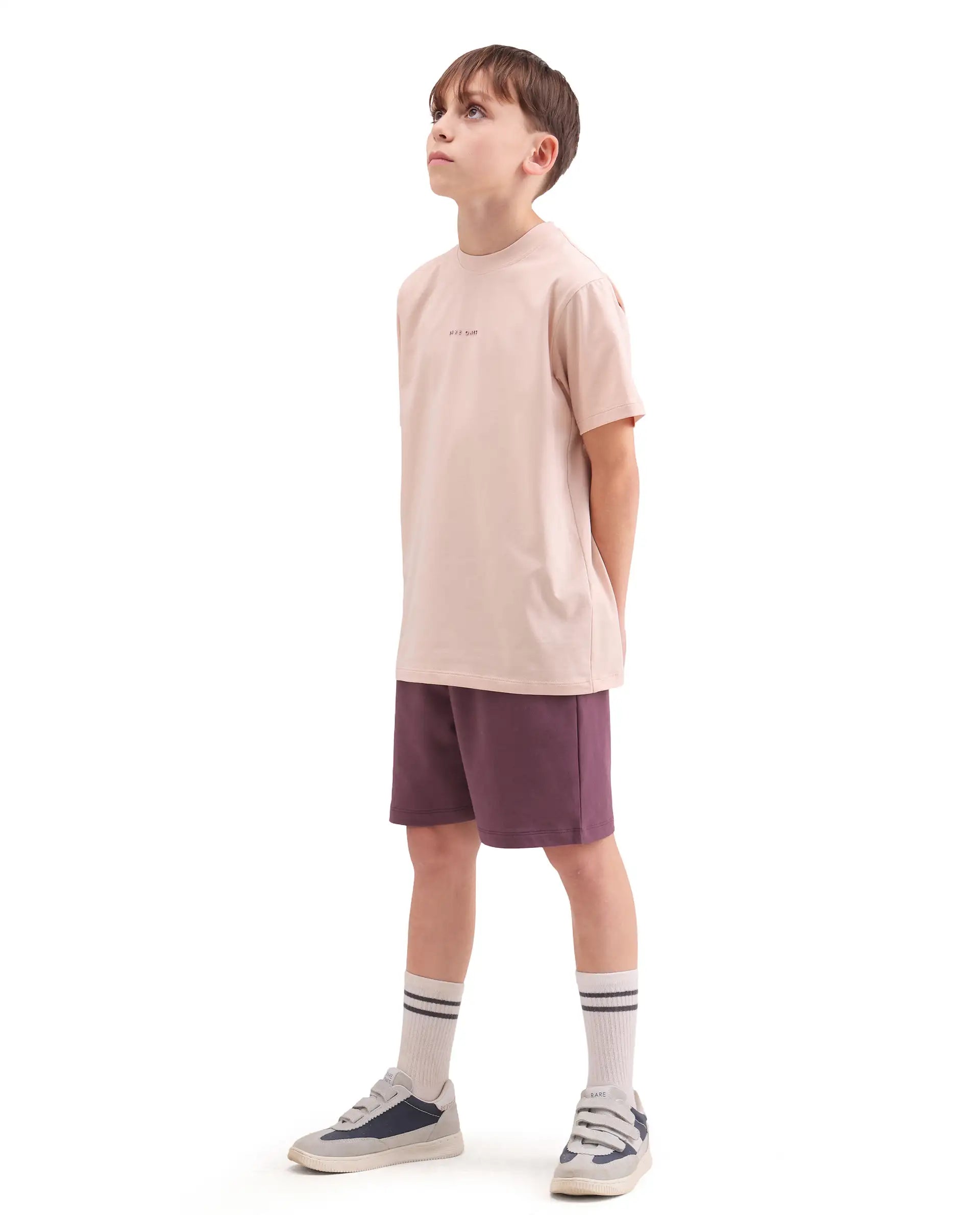 Rare Ones Kids Jonty-B Dark Purple Cotton Blend Fabric Drawstring Closure Regular Fit Shorts