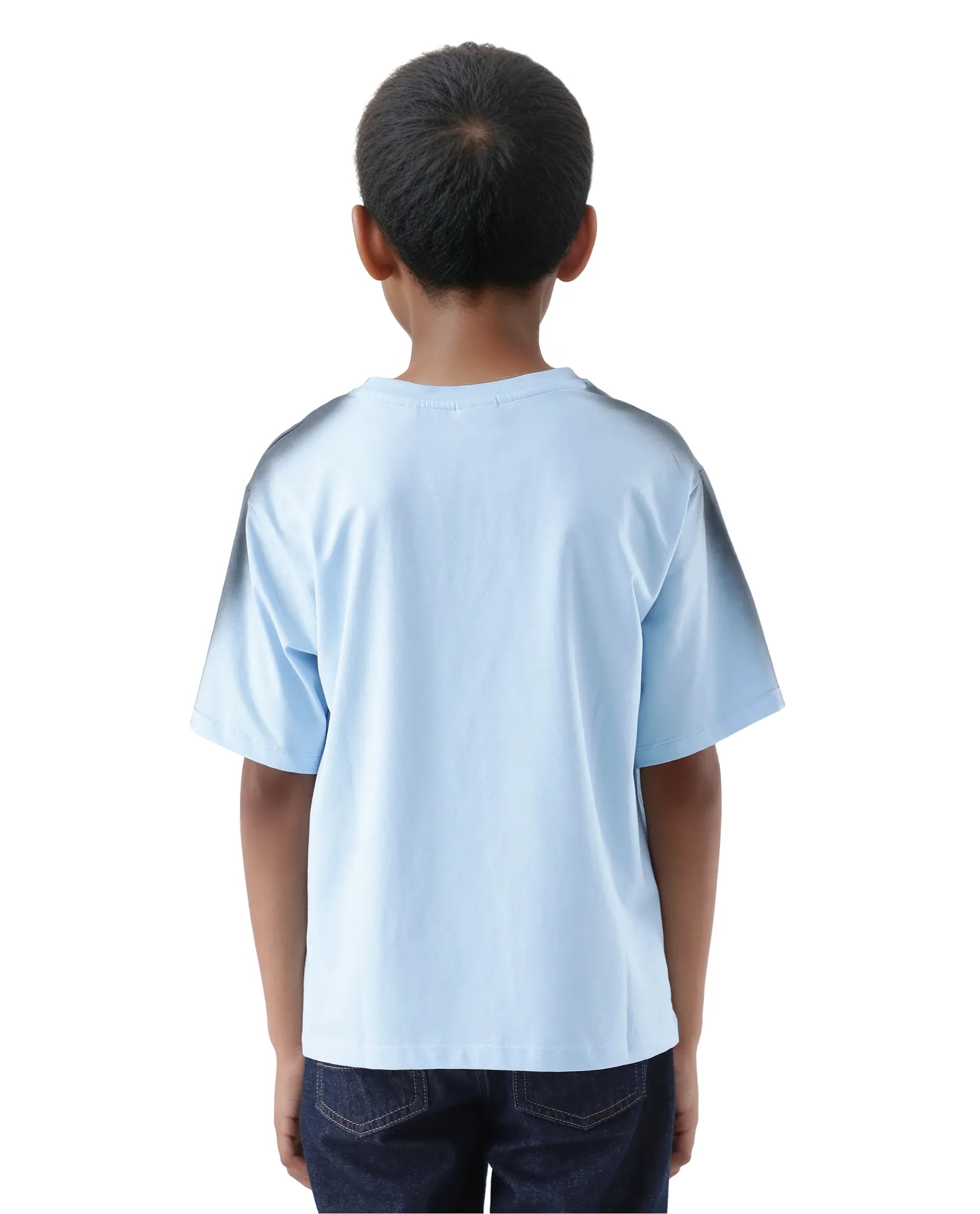 Rare Ones Kids Kruv-K Blue Cotton Short Sleeve Crew Neck Printed Boxy T-Shirt