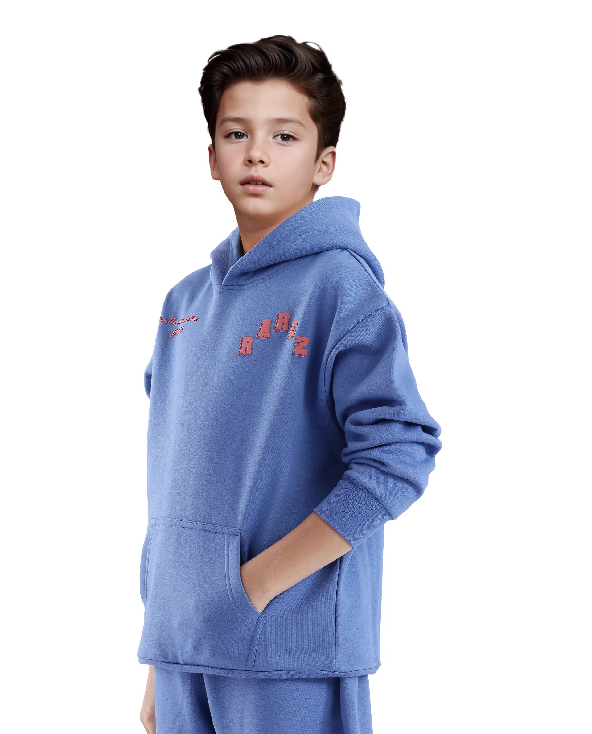 Rare Ones Kids Linto Blue Cotton Poly Full Sleeve Hd Print And Towel Embroidered Sweatshirt