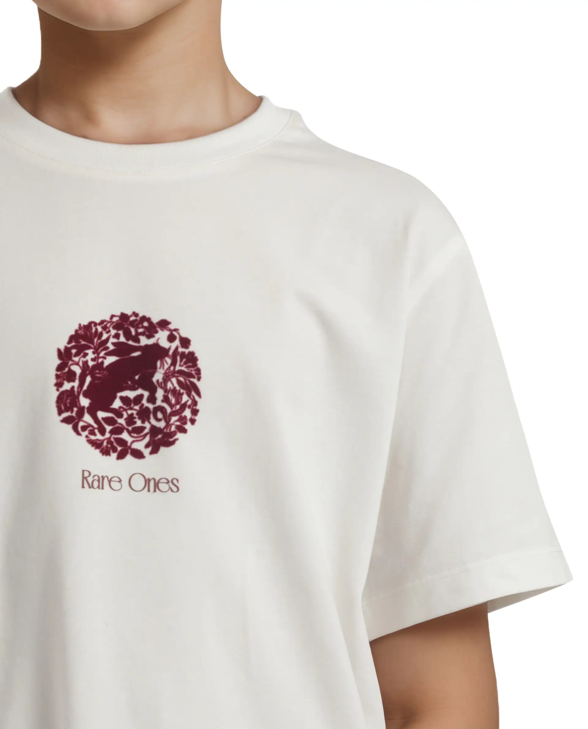 Rare Ones Kids Makes White Cotton Half Sleeves Crew Neck Embroidered T-Shirt
