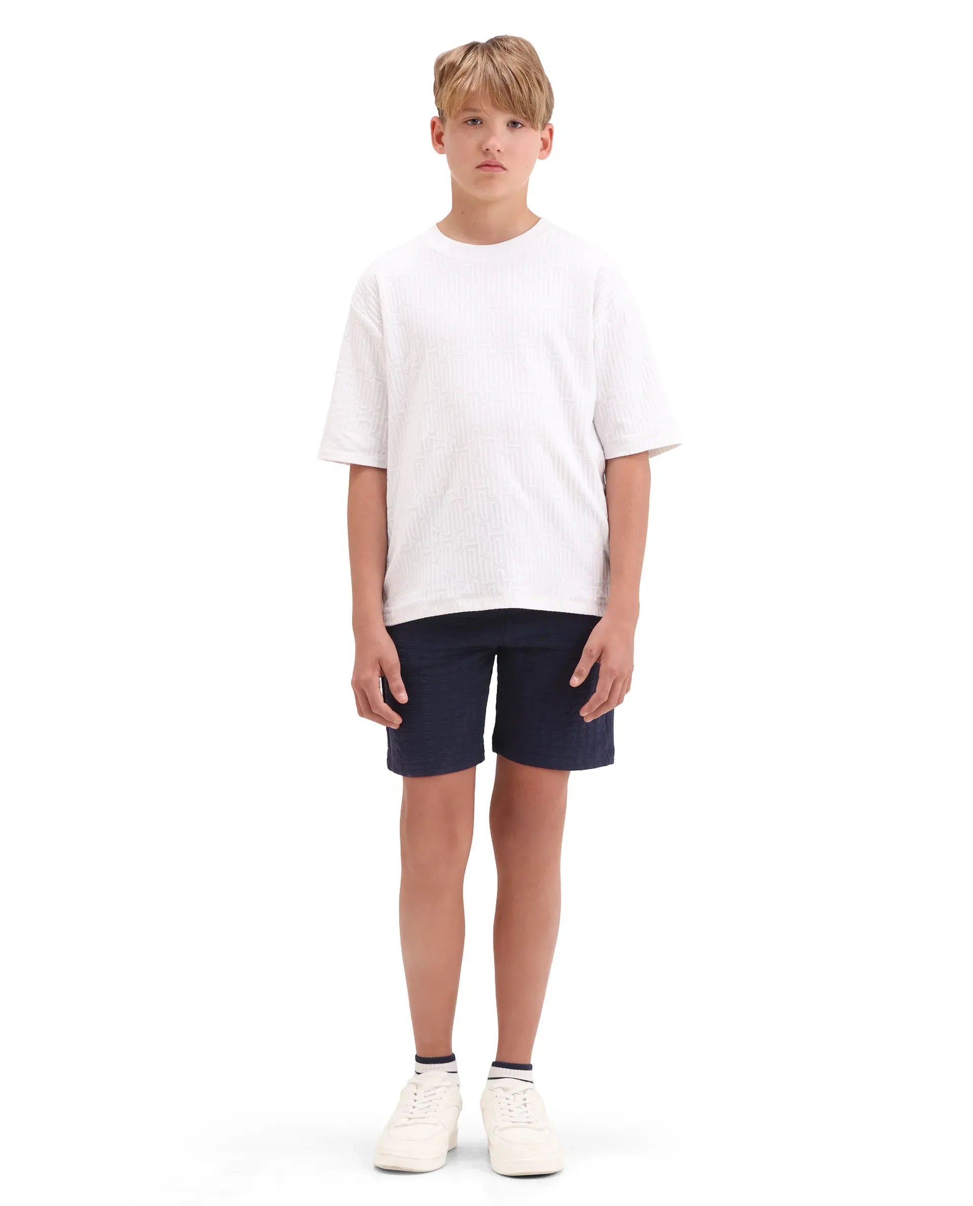 Rare Ones Kids Myrok-B Purple Polyester Blend Fabric Drawstring Closure Jacquard Regular Fit Shorts