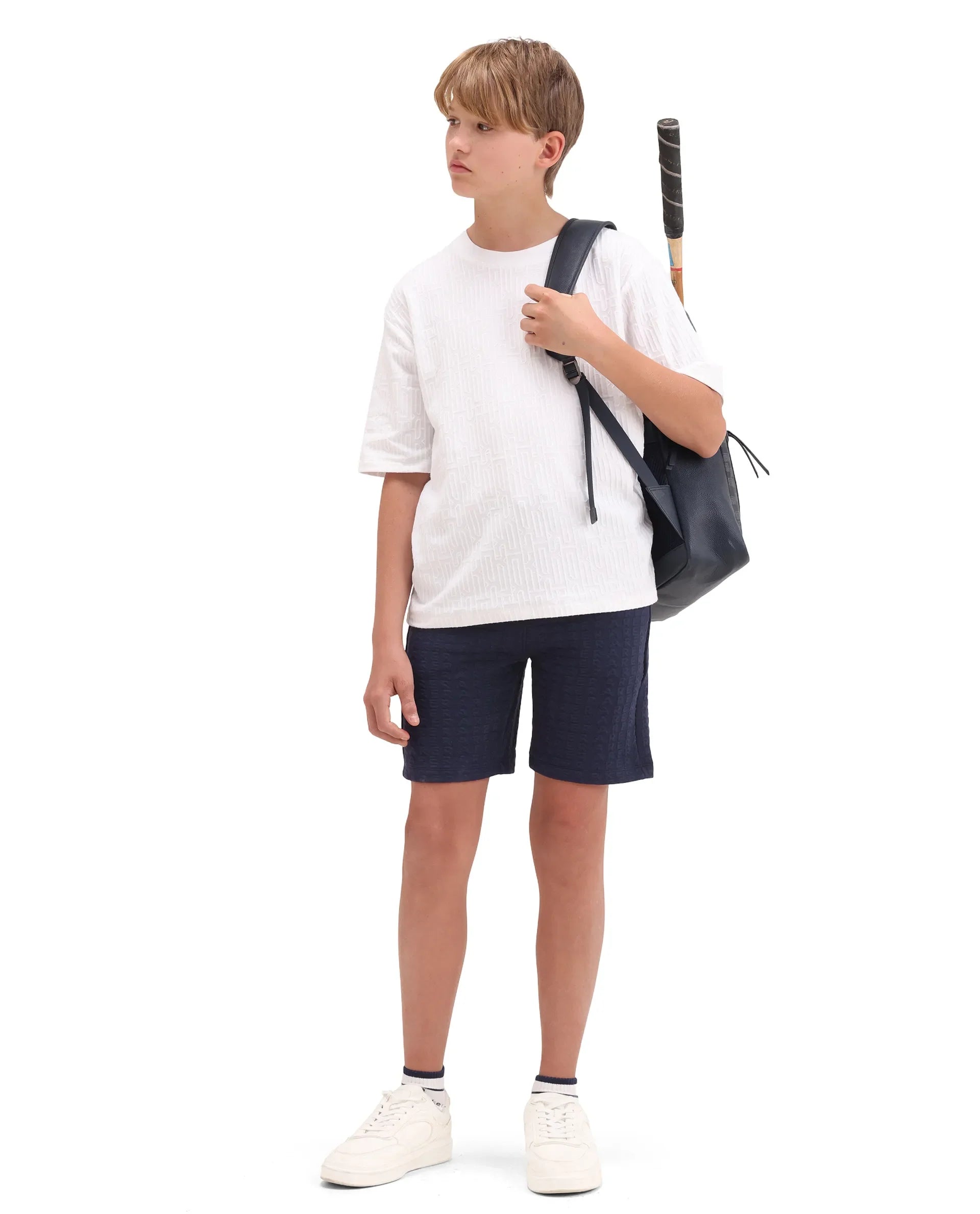 Rare Ones Kids Myrok-B Purple Polyester Blend Fabric Drawstring Closure Jacquard Regular Fit Shorts