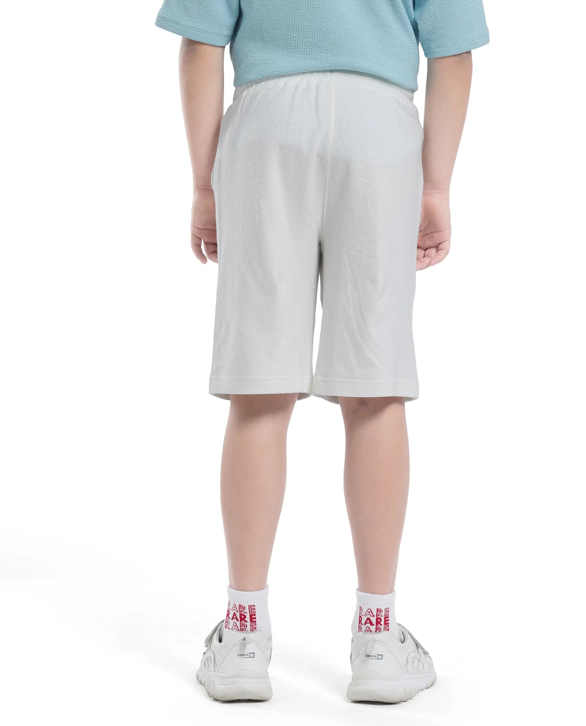 Rare Ones Kids Perg-B White Cotton Kneelength Print Boxy Fit Shorts