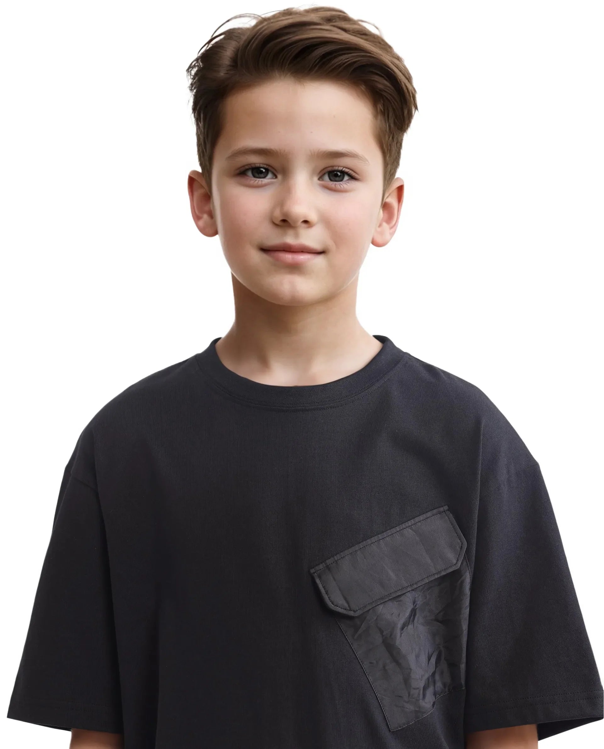 Rare Ones Kids Portz Black Cotton Fabric Graphic Back Print Boxy T-Shirt