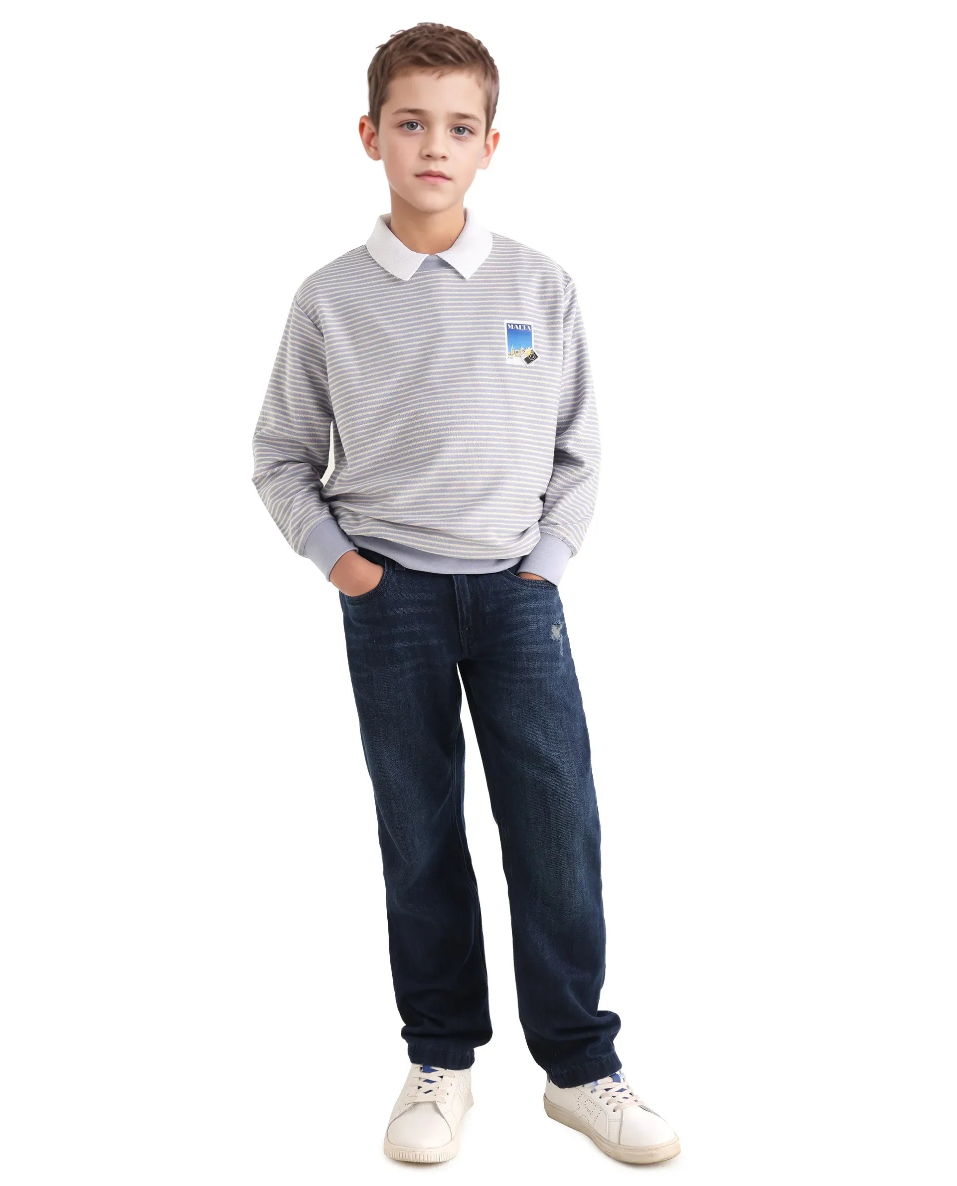 Rare Ones Kids Rosco Light Purple Cotton Printed Oversized Sweatshirt