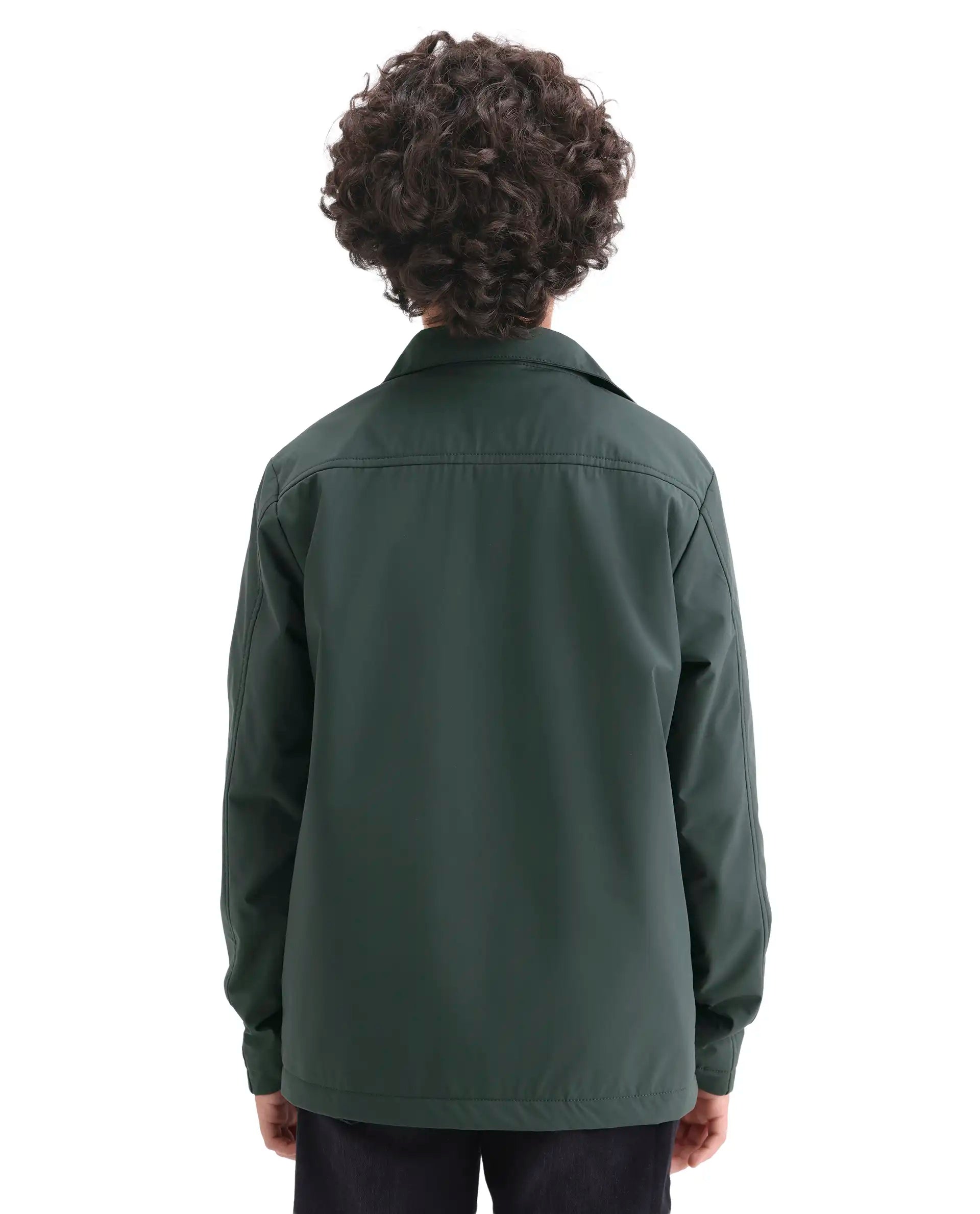 Rare Ones Kids Fagu-K Green Polyester Button Closure Flat Collar Plain Full Sleeves Regular Fit Jacket