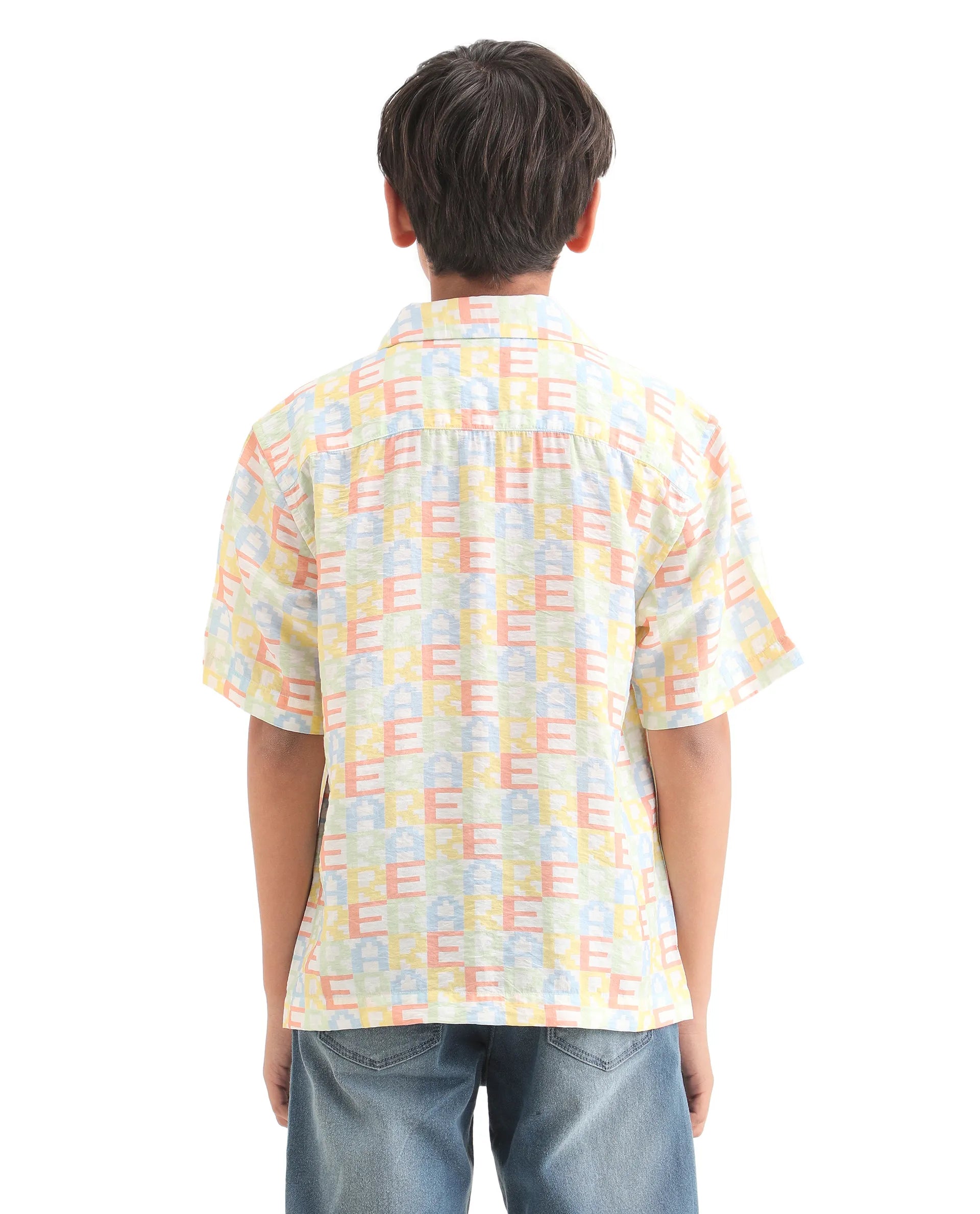 Rare Ones Kids Bryn Multi Viscose Blend All Over Print Button Closure Boxy Fit Shirt