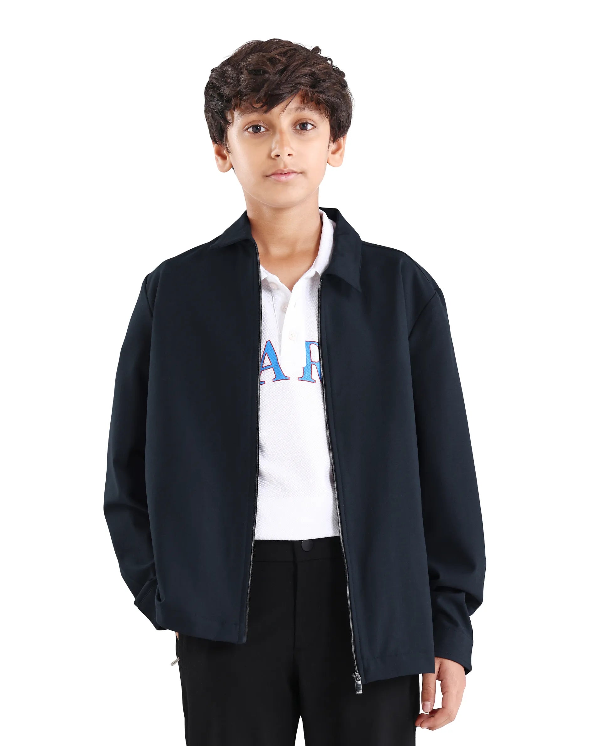 Rare Ones Kids Juan-K 26 Navy Polyester Blend Zipper Closure Regular Fit Shacket