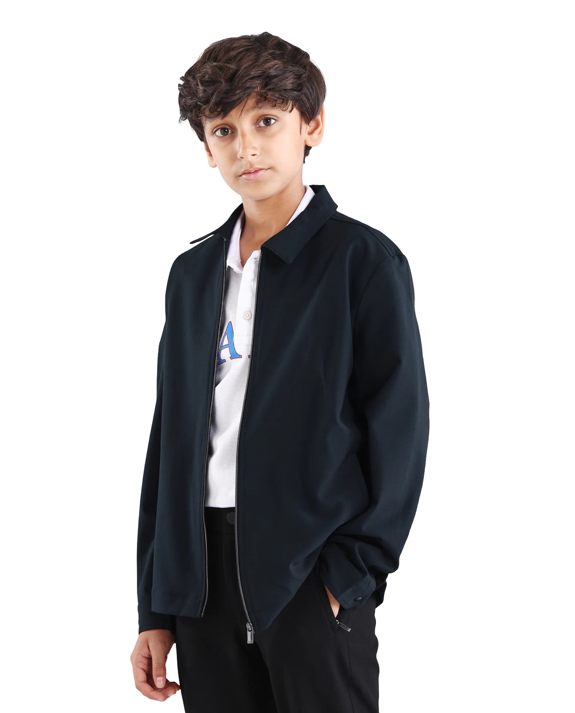 Rare Ones Kids Juan-K 26 Navy Polyester Blend Zipper Closure Regular Fit Shacket