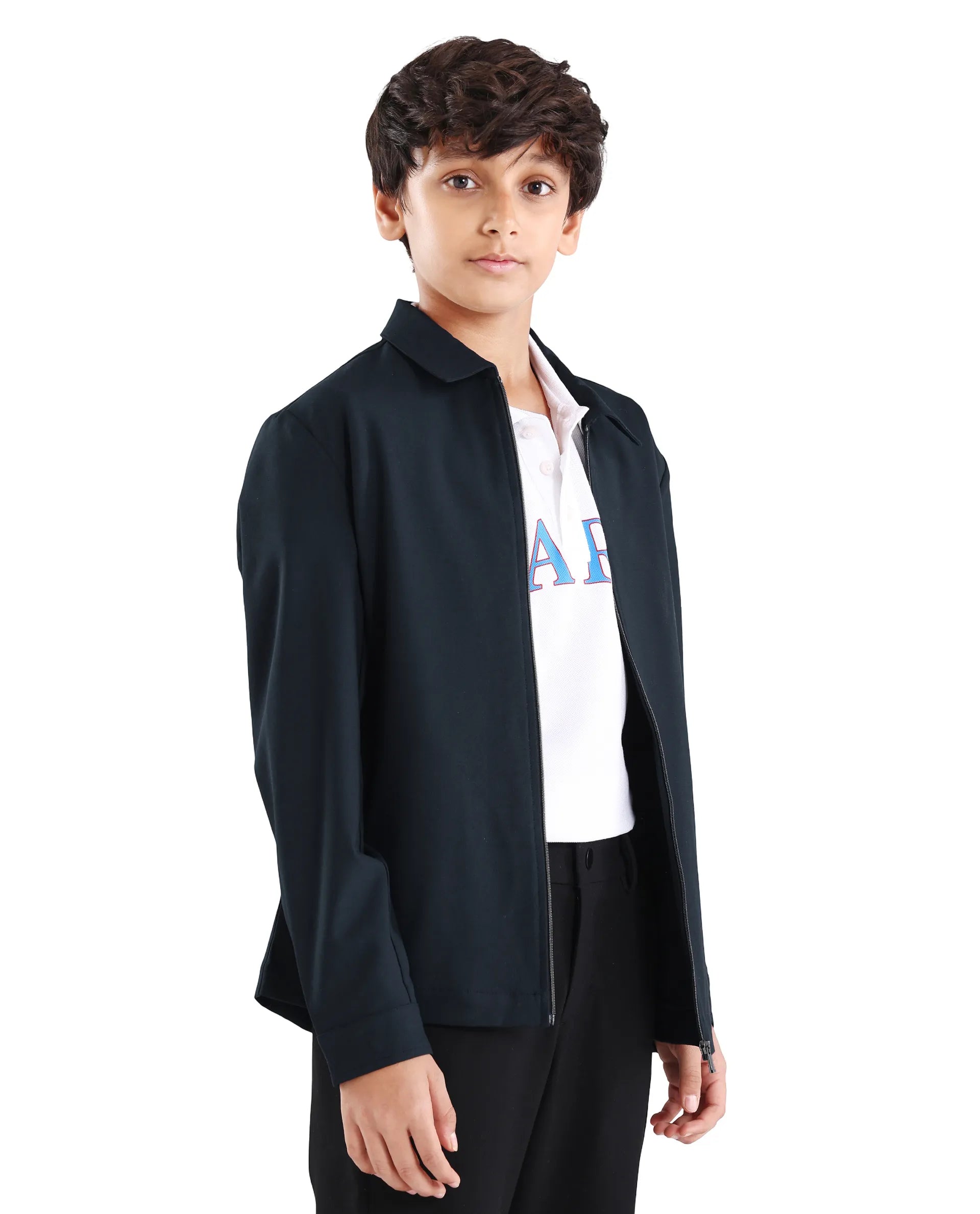 Rare Ones Kids Juan-K 26 Navy Polyester Blend Zipper Closure Regular Fit Shacket