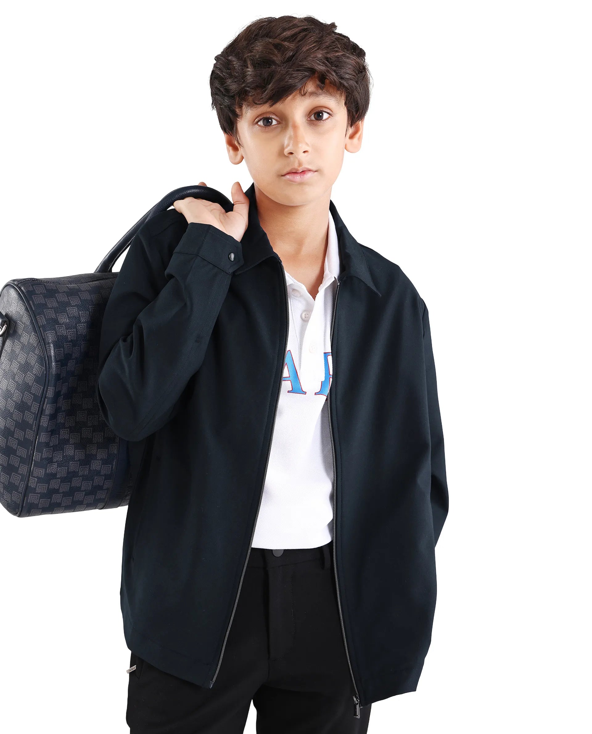 Rare Ones Kids Juan-K 26 Navy Polyester Blend Zipper Closure Regular Fit Shacket
