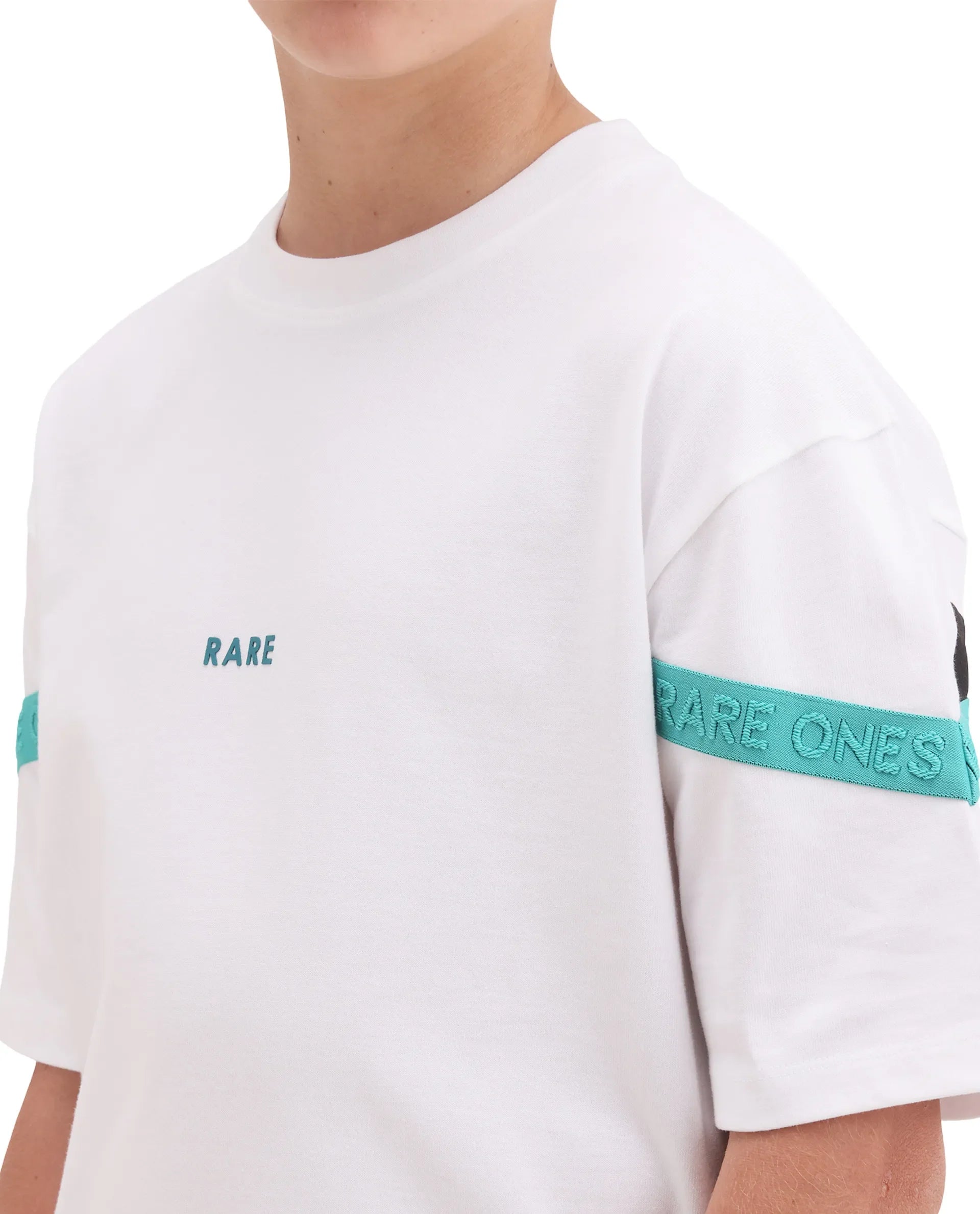 Rare Ones Kids Dream White Cotton Fabric Pull-On Closure Badge Applique Oversized Fit T-Shirt
