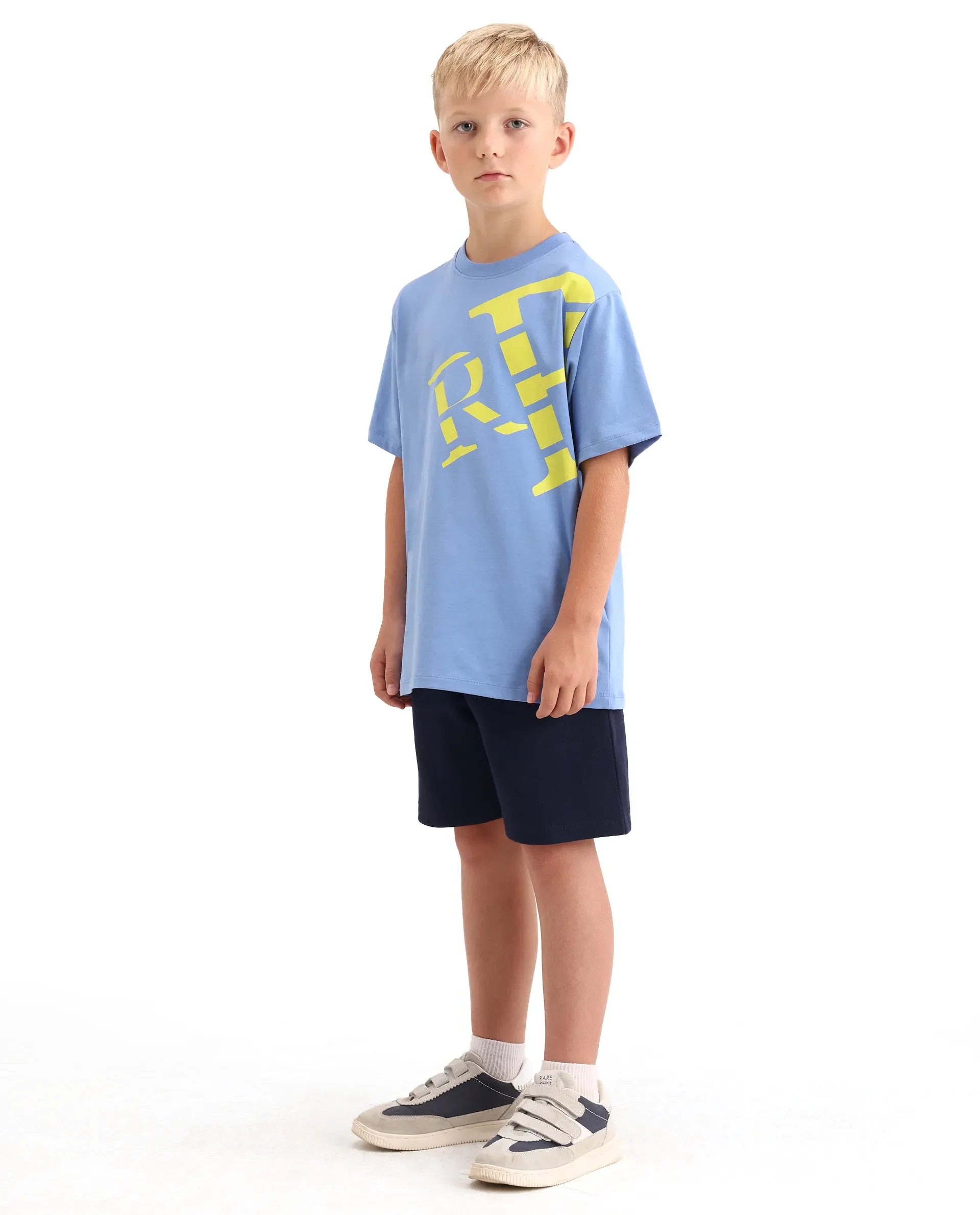Rare Ones Kids Heros-B Navy Polyester Blend Fabric Button And Zipper Closure Hd Print Regular Fit Shorts