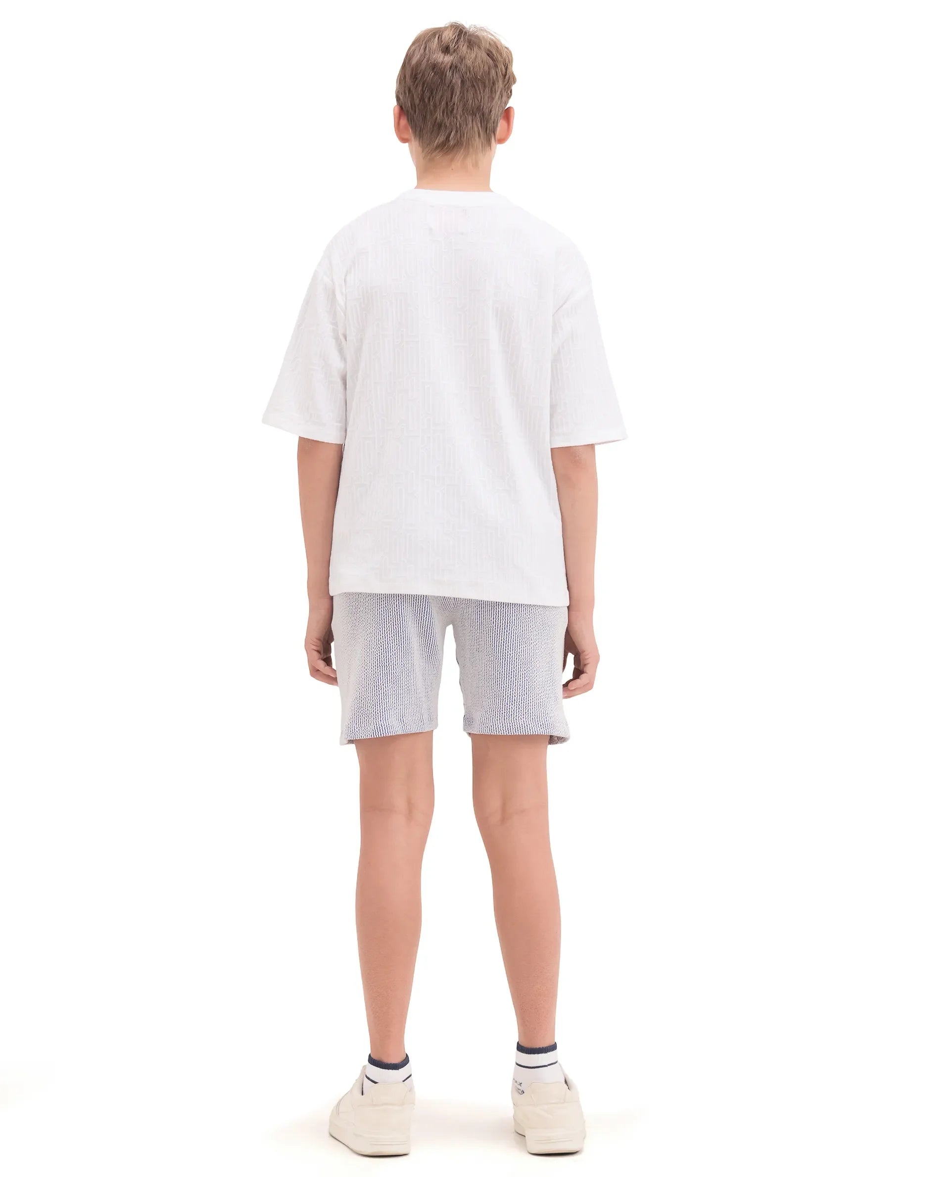 Rare Ones Kids John26-B Light Blue Cotton Blend Fabric Drawstring Closure Regular Fit Shorts