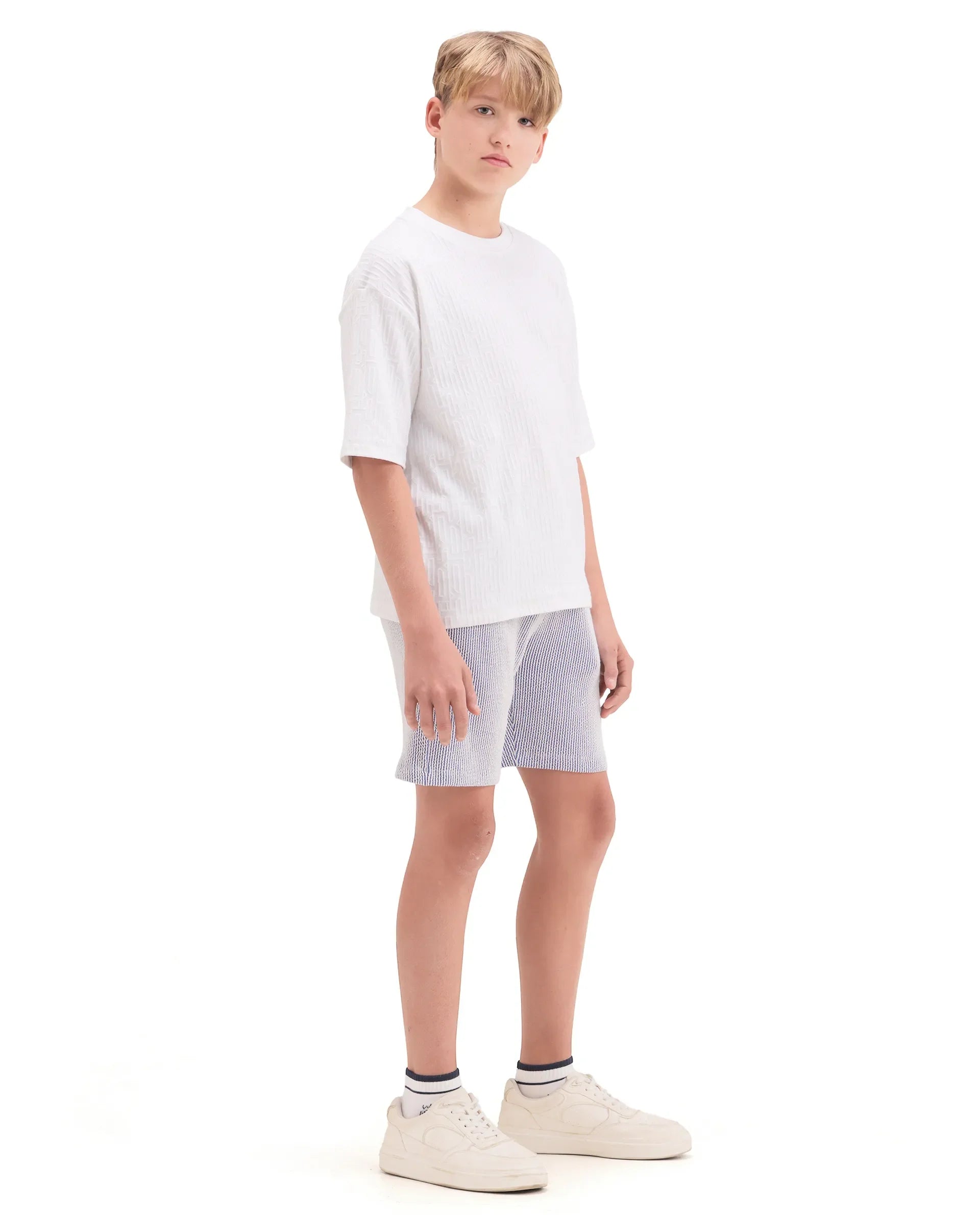 Rare Ones Kids John26-B Light Blue Cotton Blend Fabric Drawstring Closure Regular Fit Shorts