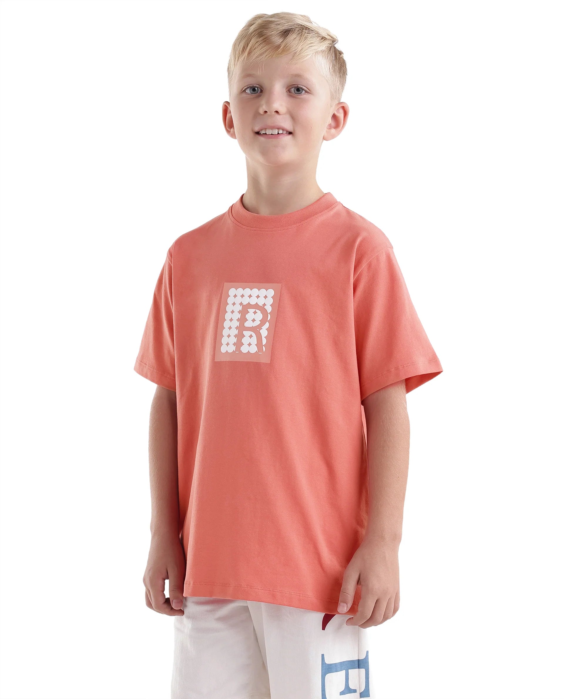Rare Ones Kids Flan Dark Peach Cotton Blend Fabric Pull-On Closure Regular Fit T-Shirt