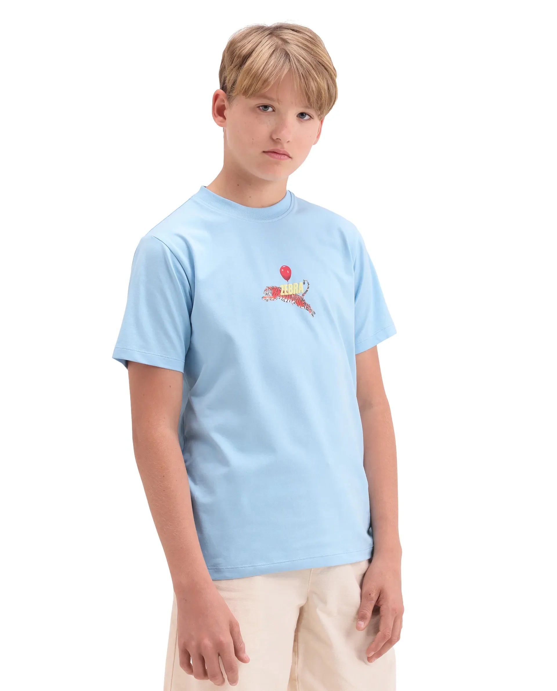 Rare Ones Kids Simp Light Blue Cotton Blend Fabric Pull-On Closure Regular Fit T-Shirt