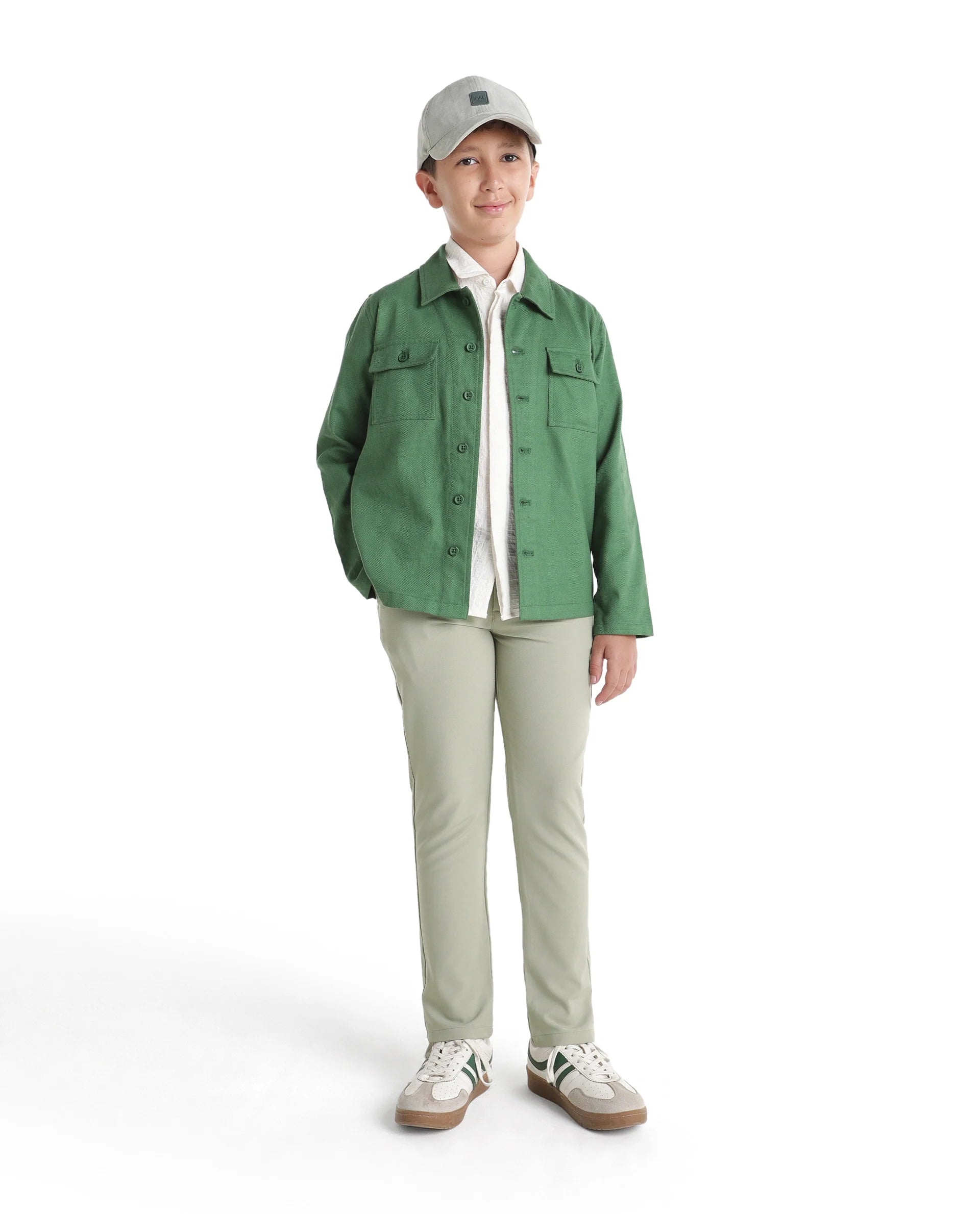 Rare Ones Kids Driver-K Pastel Green Polyester Blend Fabric Button And Zipper Closure Regular Fit Trouser