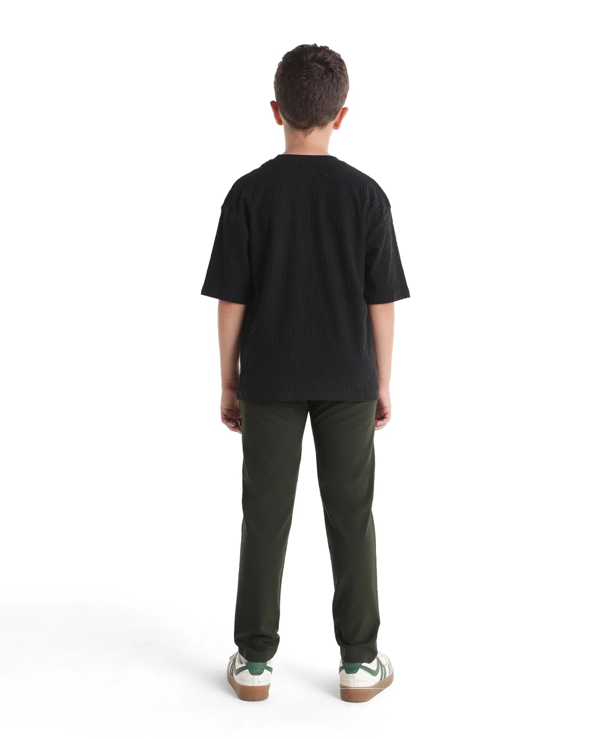 Rare Ones Kids Trove-Aw26 Olive Polyester Blend Fabric Button And Zipper Closure Slim Fit Trouser