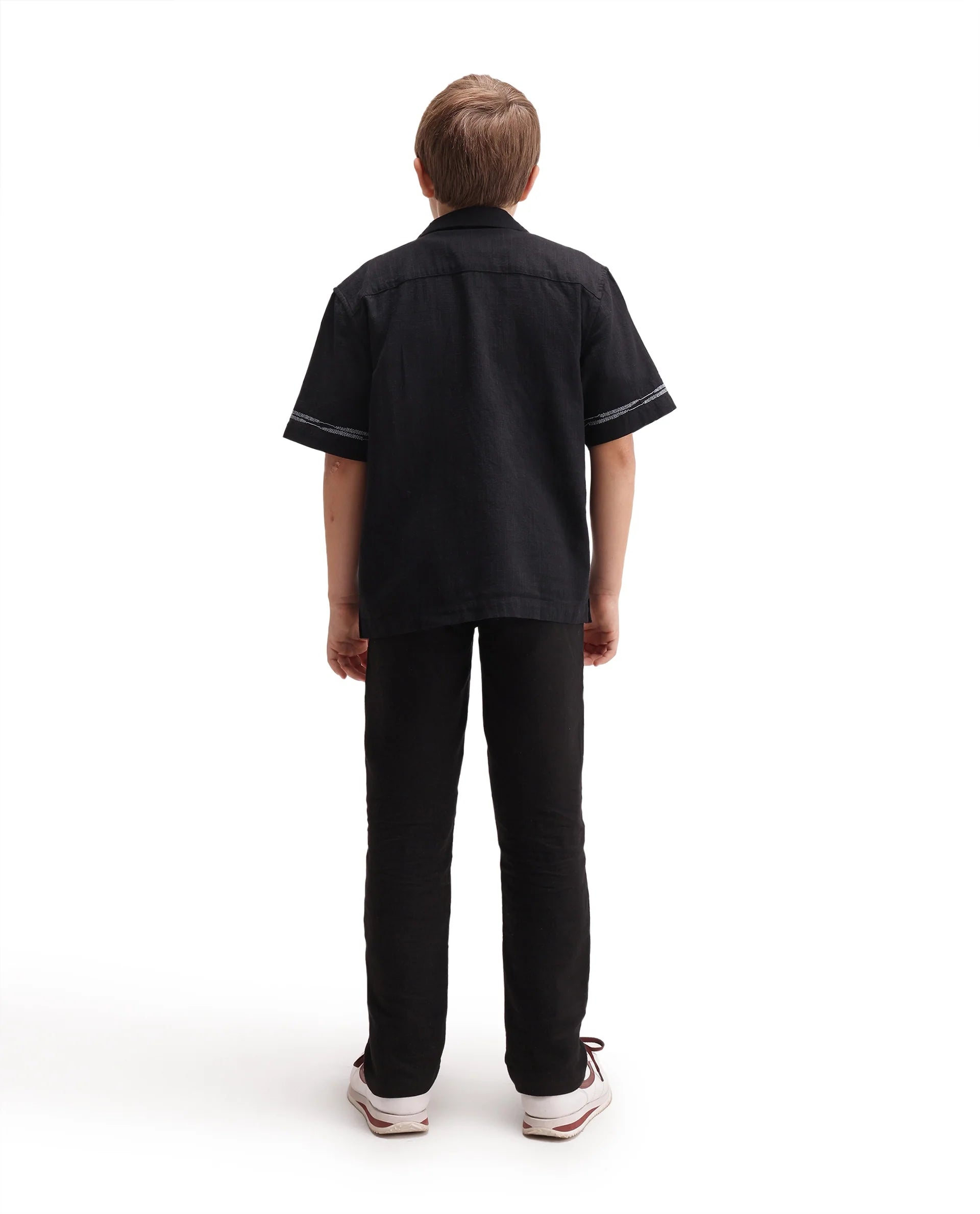 Rare Ones Kids Pastor-K-Aw26 Black Cotton Fabric Drawstring Closure Regular Fit Trouser