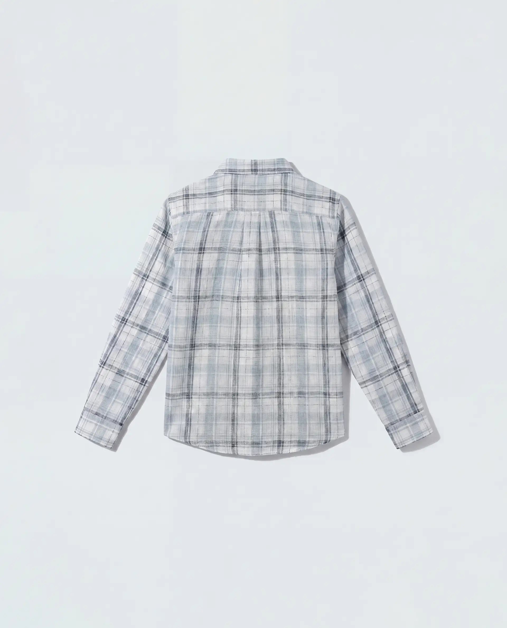 Rare Ones Kids Dean Dusky Blue Polyester Blend Fabric Button Closure Regular Fit Checkered Shirt