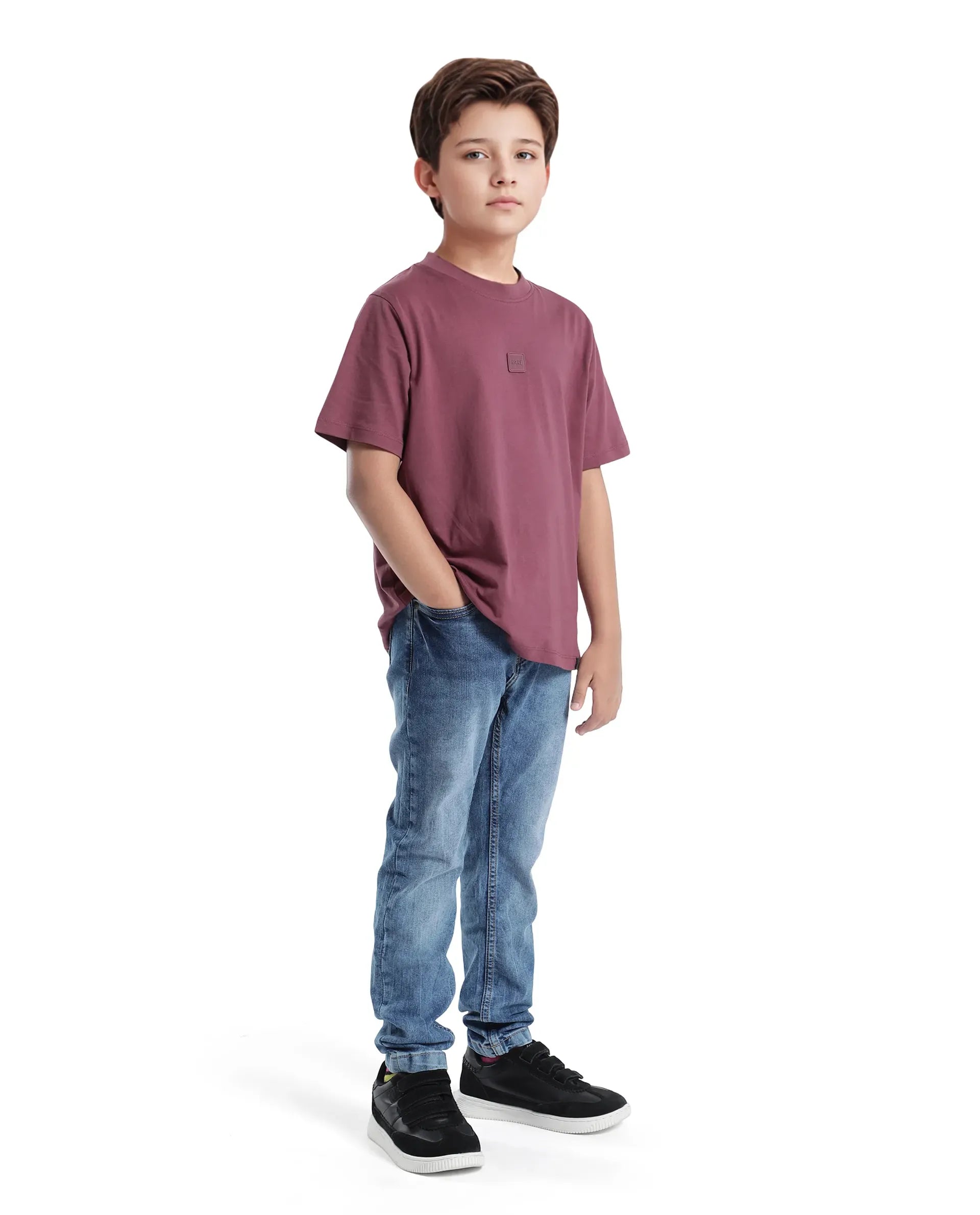 Rare Ones Kids Sira Light Blue Cotton Solid Button And Zip Closure Slim Fit Fit Jeans